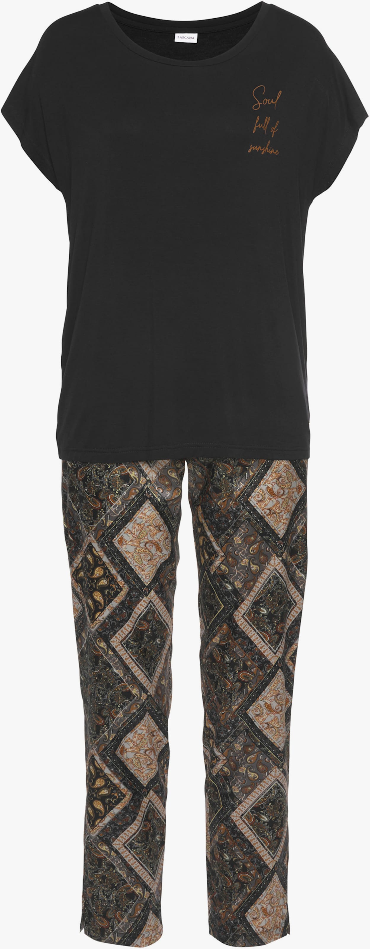 LASCANA Pyjama - schwarz-allover