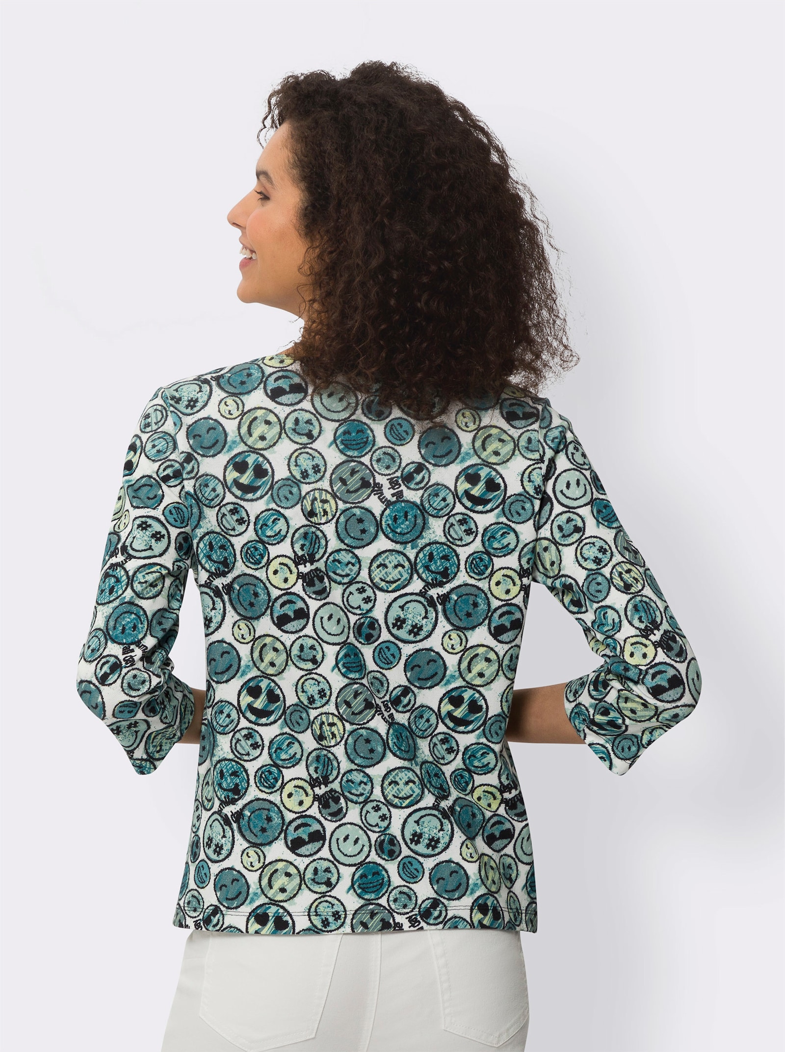 heine Rundhalsshirt mit leichter Taillierung - jade-kalkmint-bedruckt