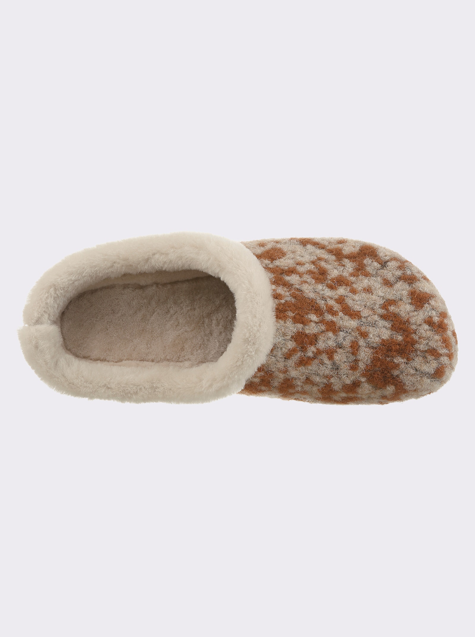 Mubb Pantoffel mit Lammfell-Sohle - braun-gemustert