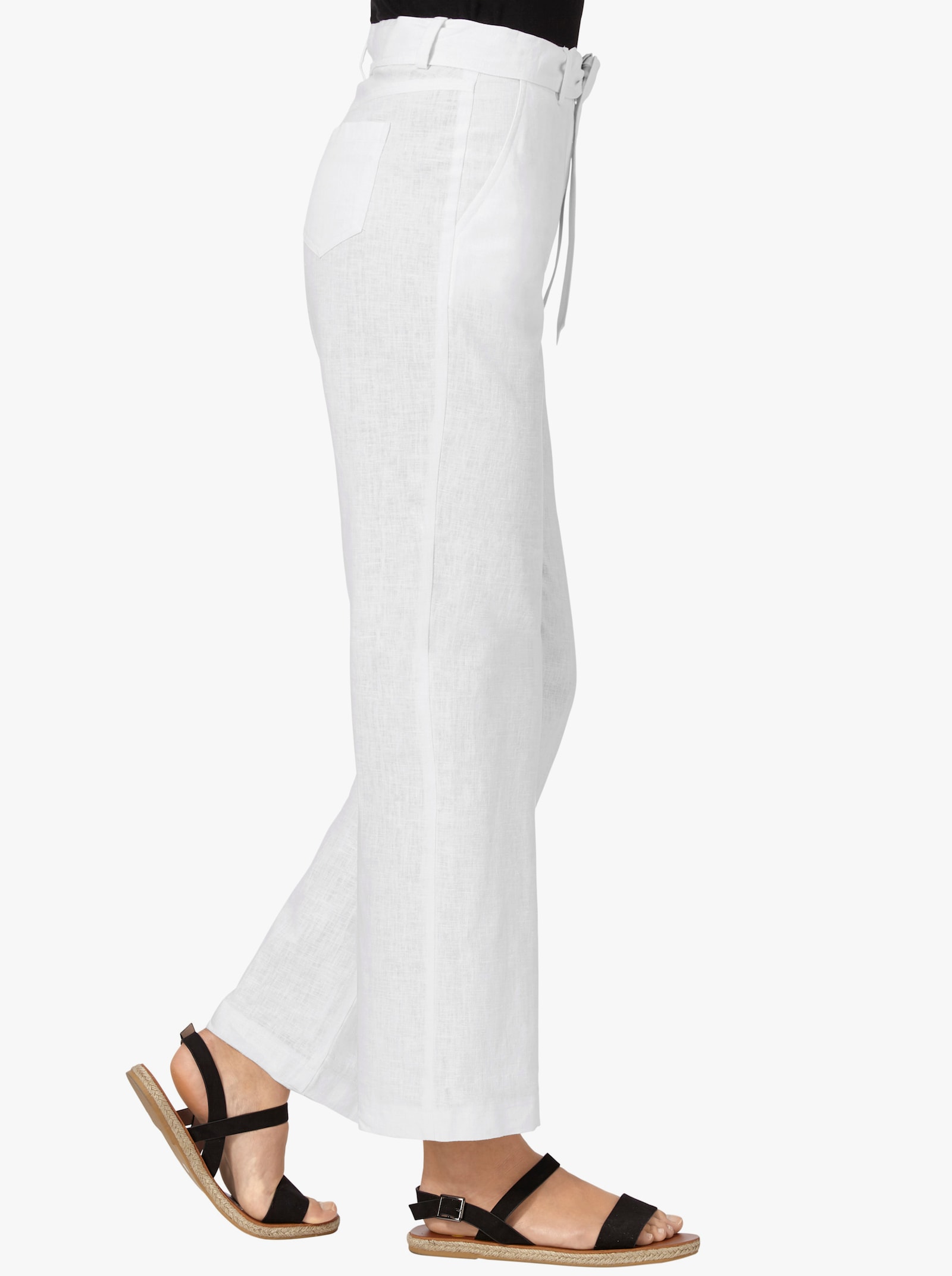 Palazzohose mit Bindegürtel - ecru