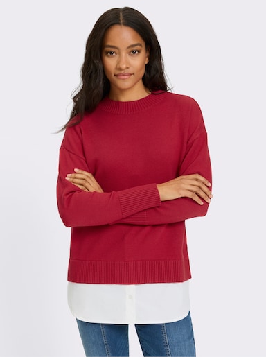 heine 2-in-1-Pullover mit Bluseneinsatz - rot