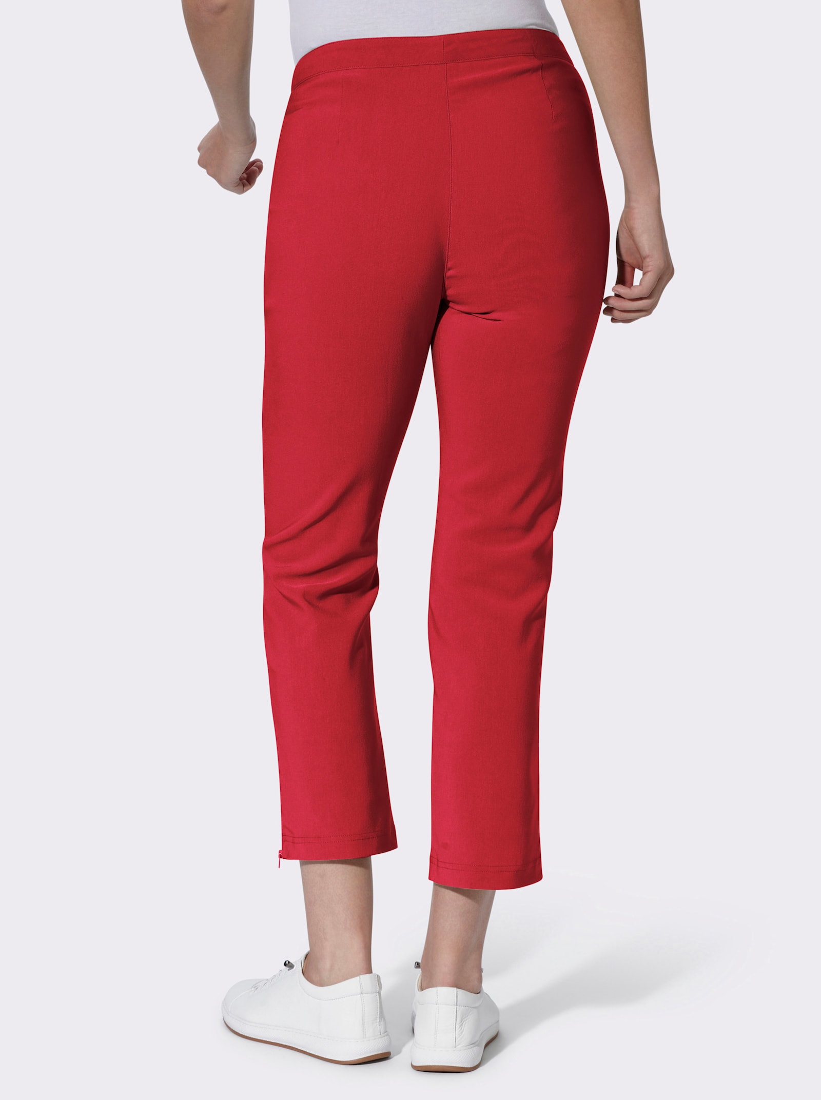 7/8-broek met ritssluitingen aan de zoom - rood