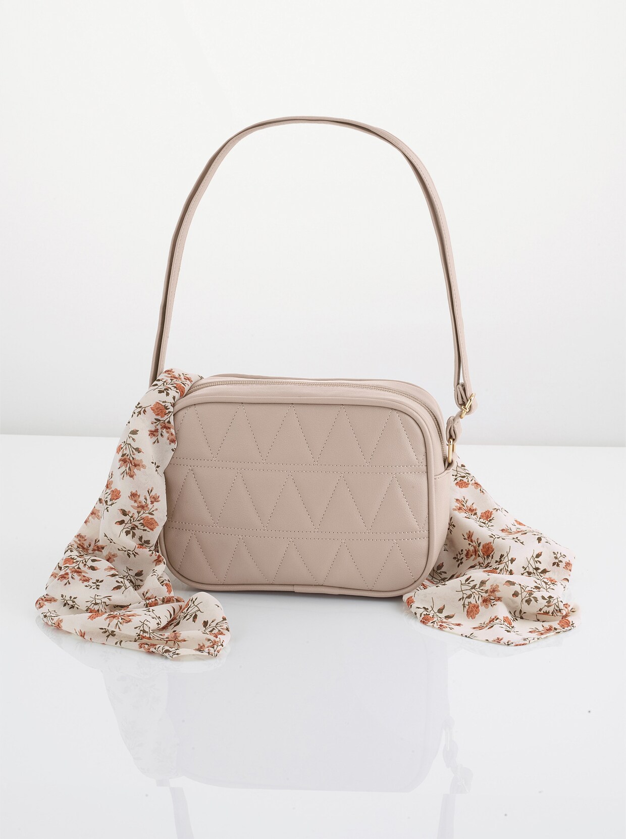 Handtas met sjaal - beige