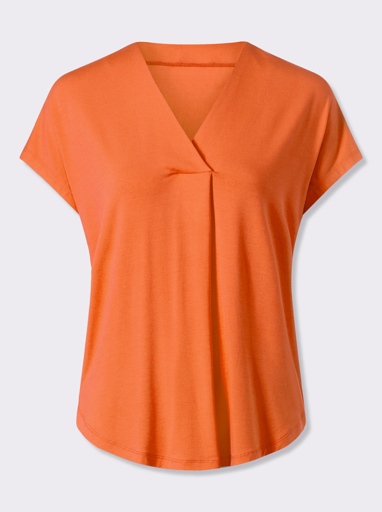 heine Kurzarmshirt mit V-Ausschnitt - orange