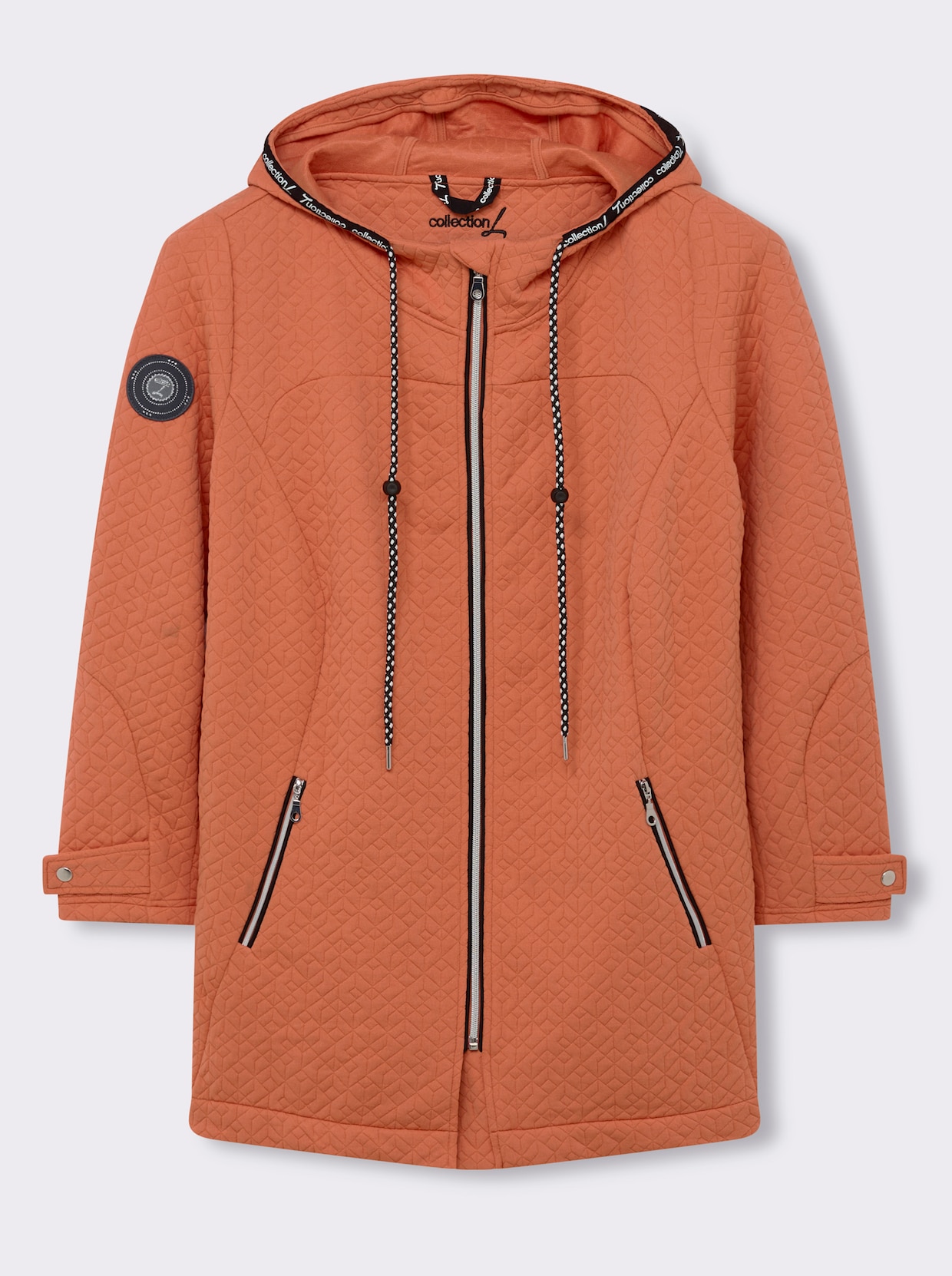 Shirtjacke in strukturierter Qualität, kontrastfarbene Details - papaya