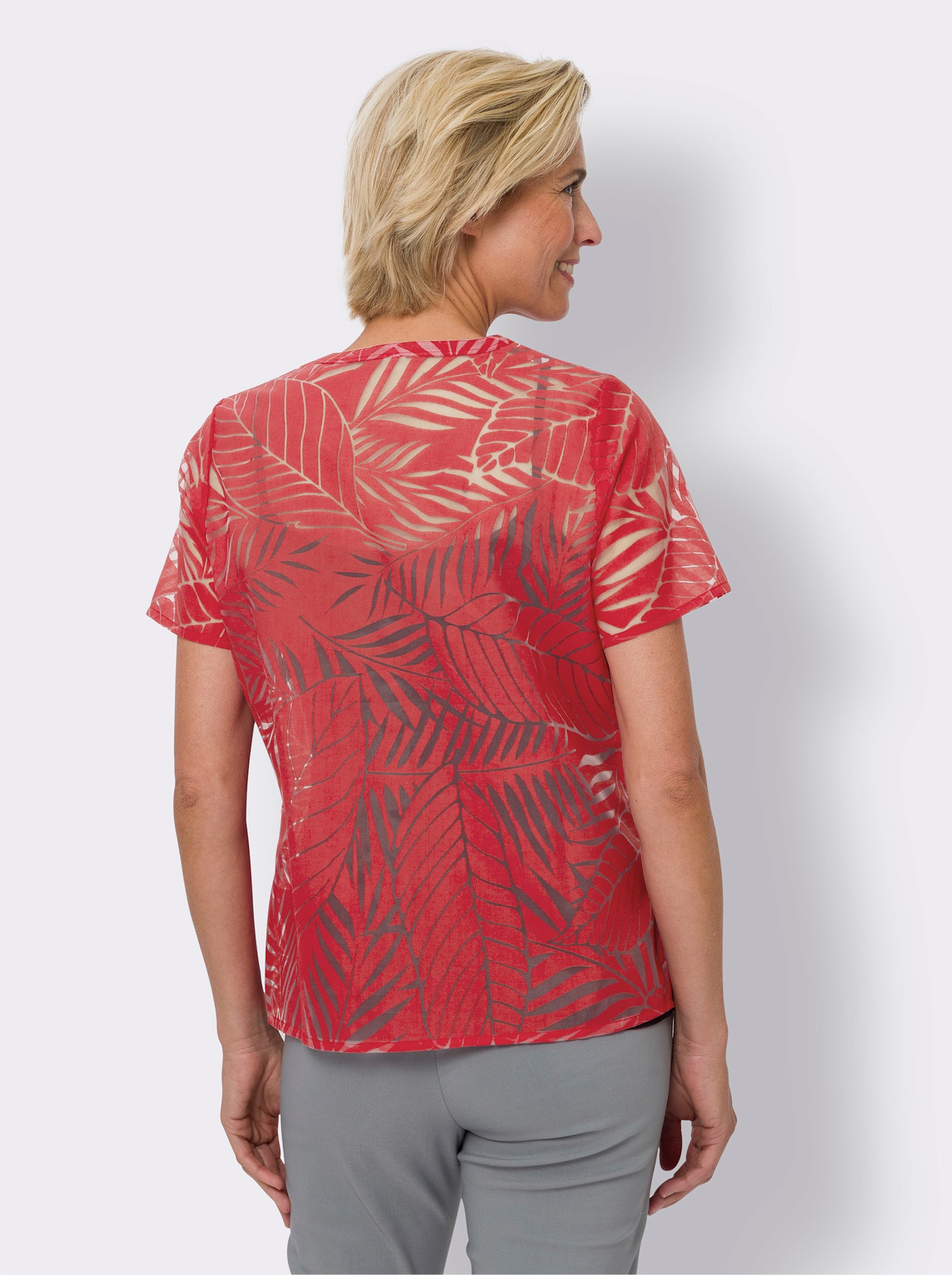 Kurzarm-Bluse mit Brusttaschen - rot