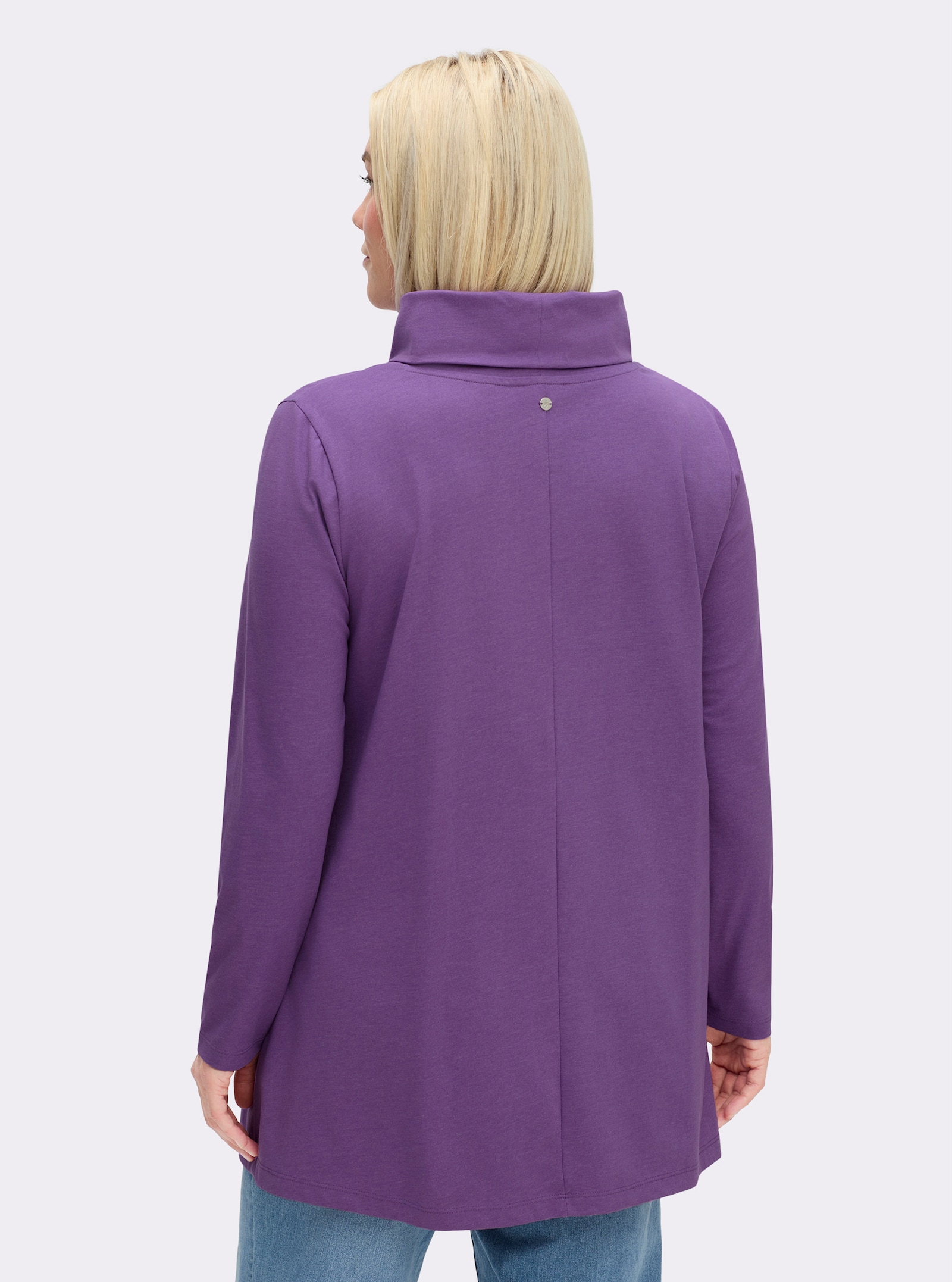 sheego Rollkragenshirt in A-Linie - lila-meliert