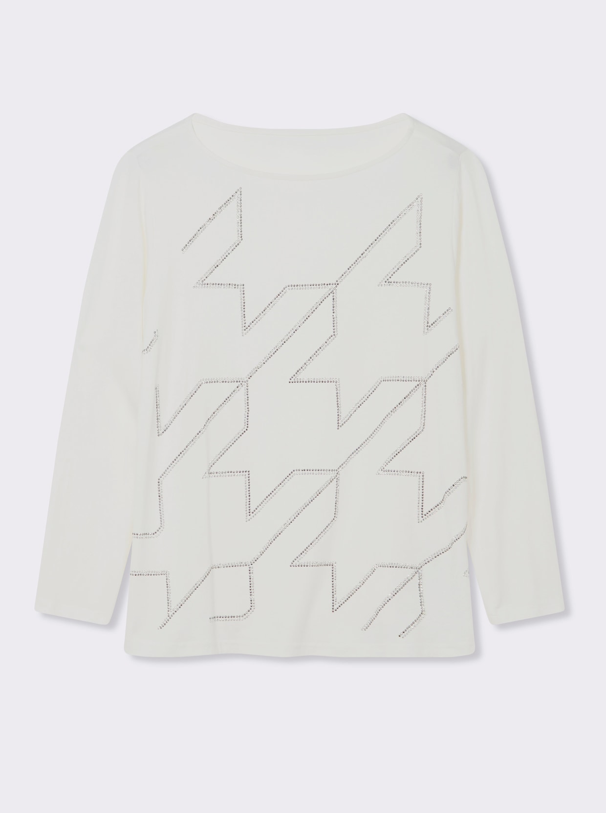 Langarmshirt im Hahnentritt-Dessin - ecru