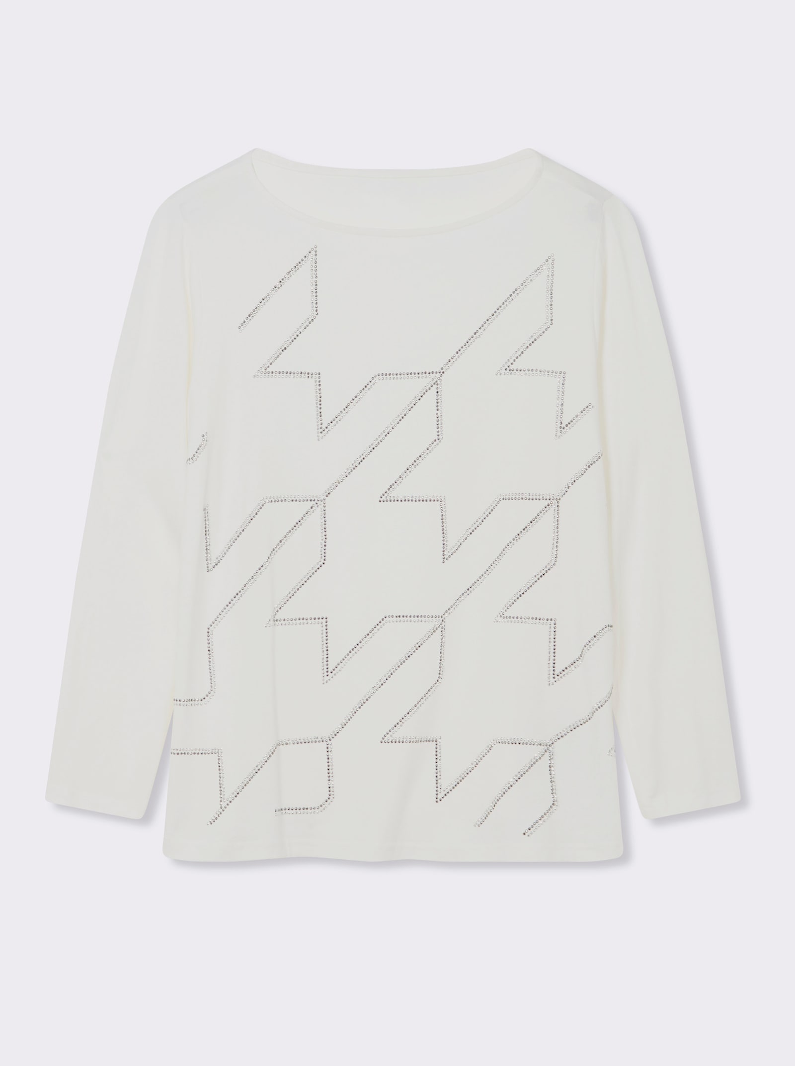 Langarmshirt im Hahnentritt-Dessin - ecru