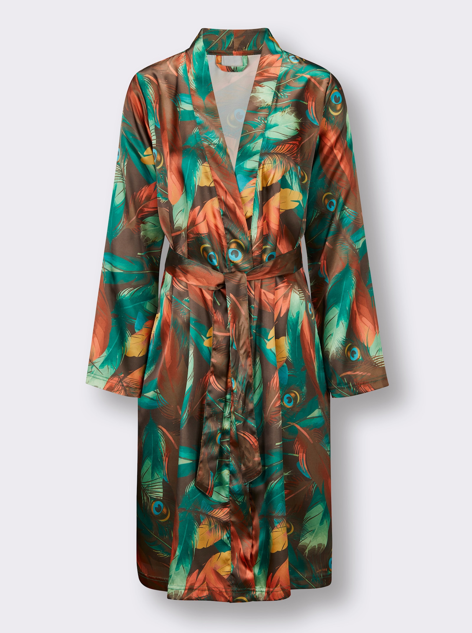 wäschepur Morgenmantel im Kimono-Schnitt - apfel-orange-bedruckt