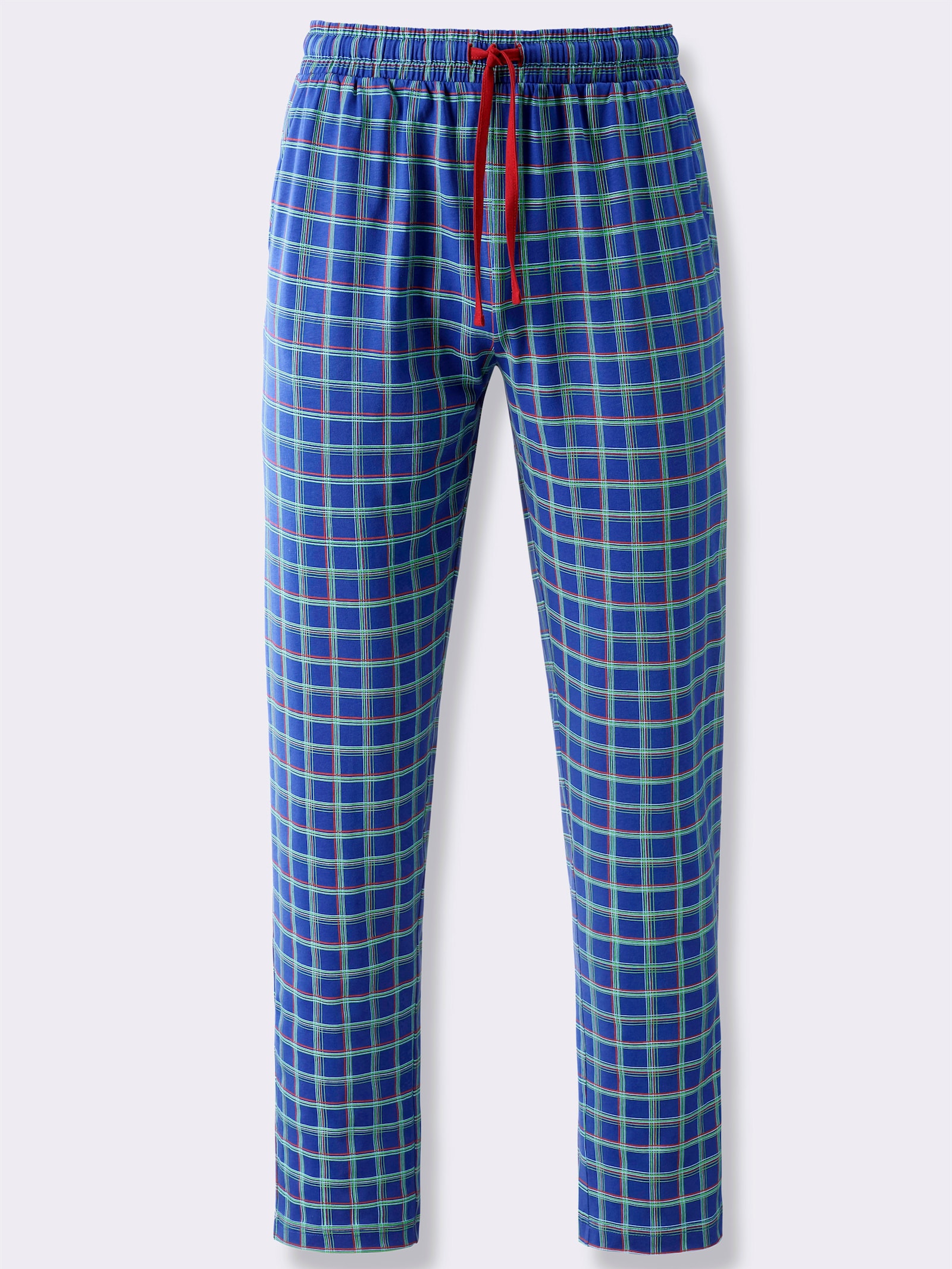 wäschepur men Hose lang - royalblau-kirsche-kariert