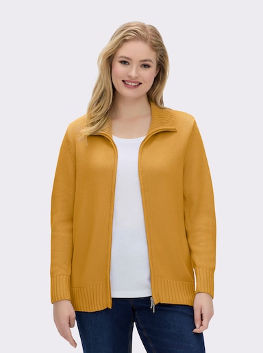 Strickjacke mit 2-Wege-Reißverschluss - maisgelb