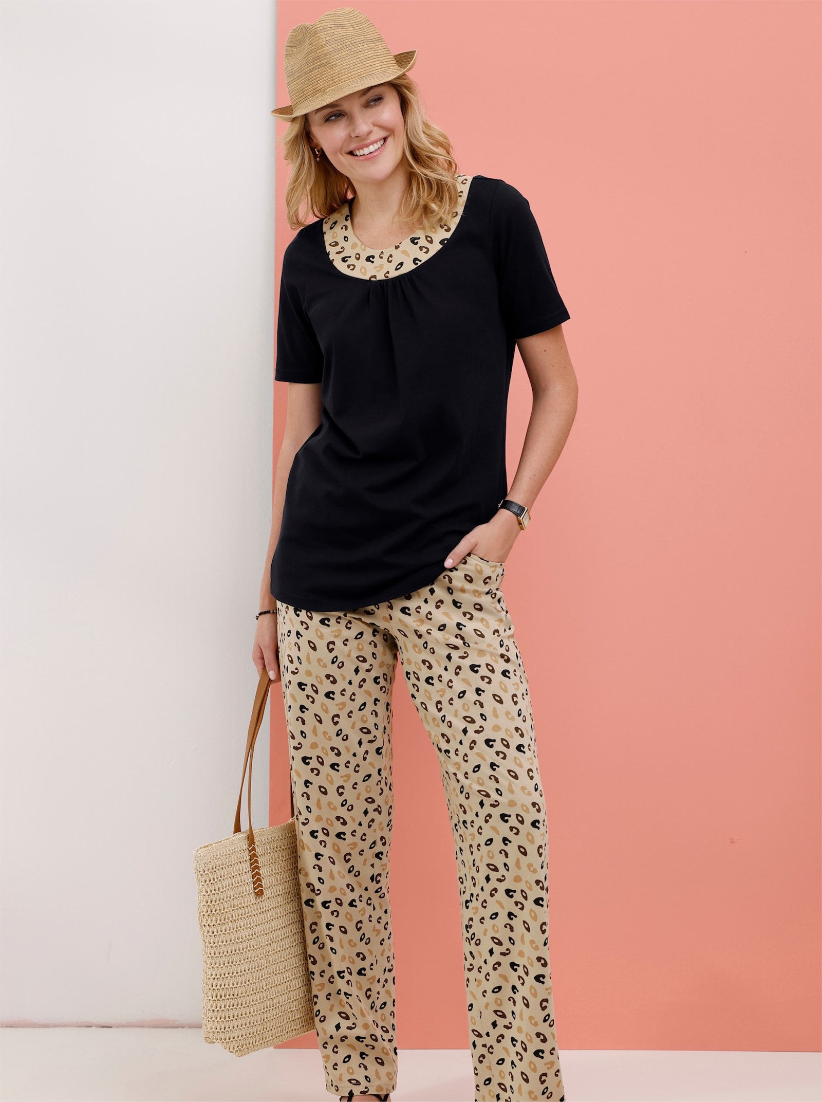 Dlhé tričko, leopardie - čierna