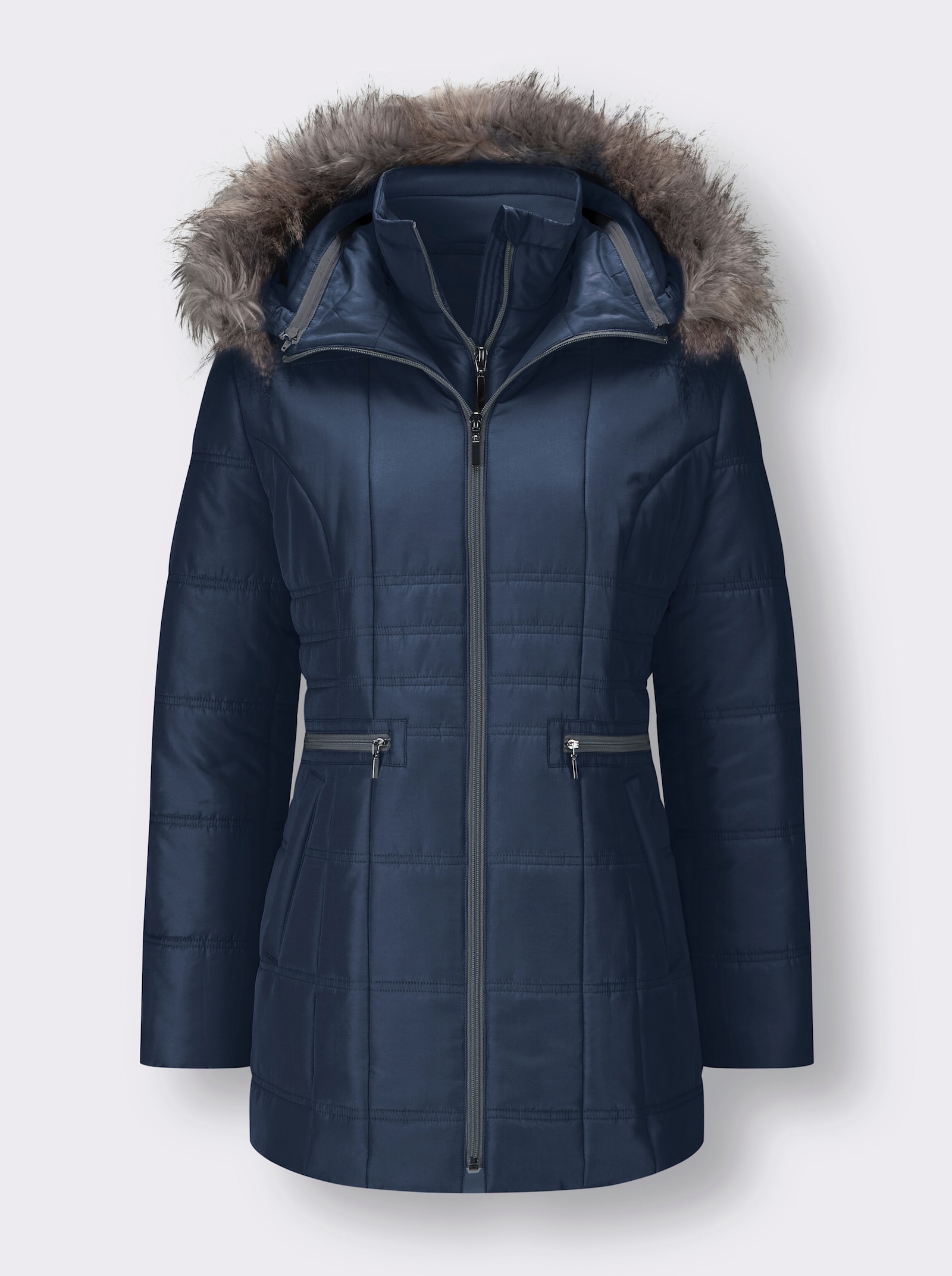 Steppjacke mit abnehmbarer Kapuze, wattiert - dunkelblau