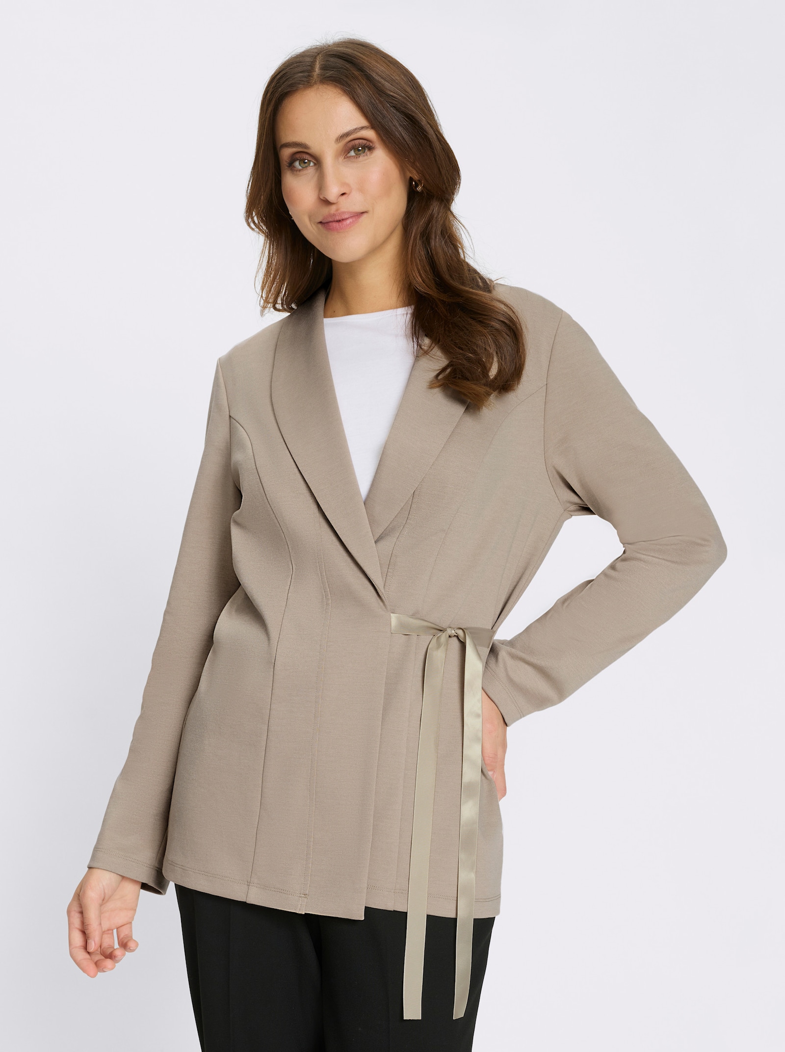  Jerseyblazer mit Satinband - sesam