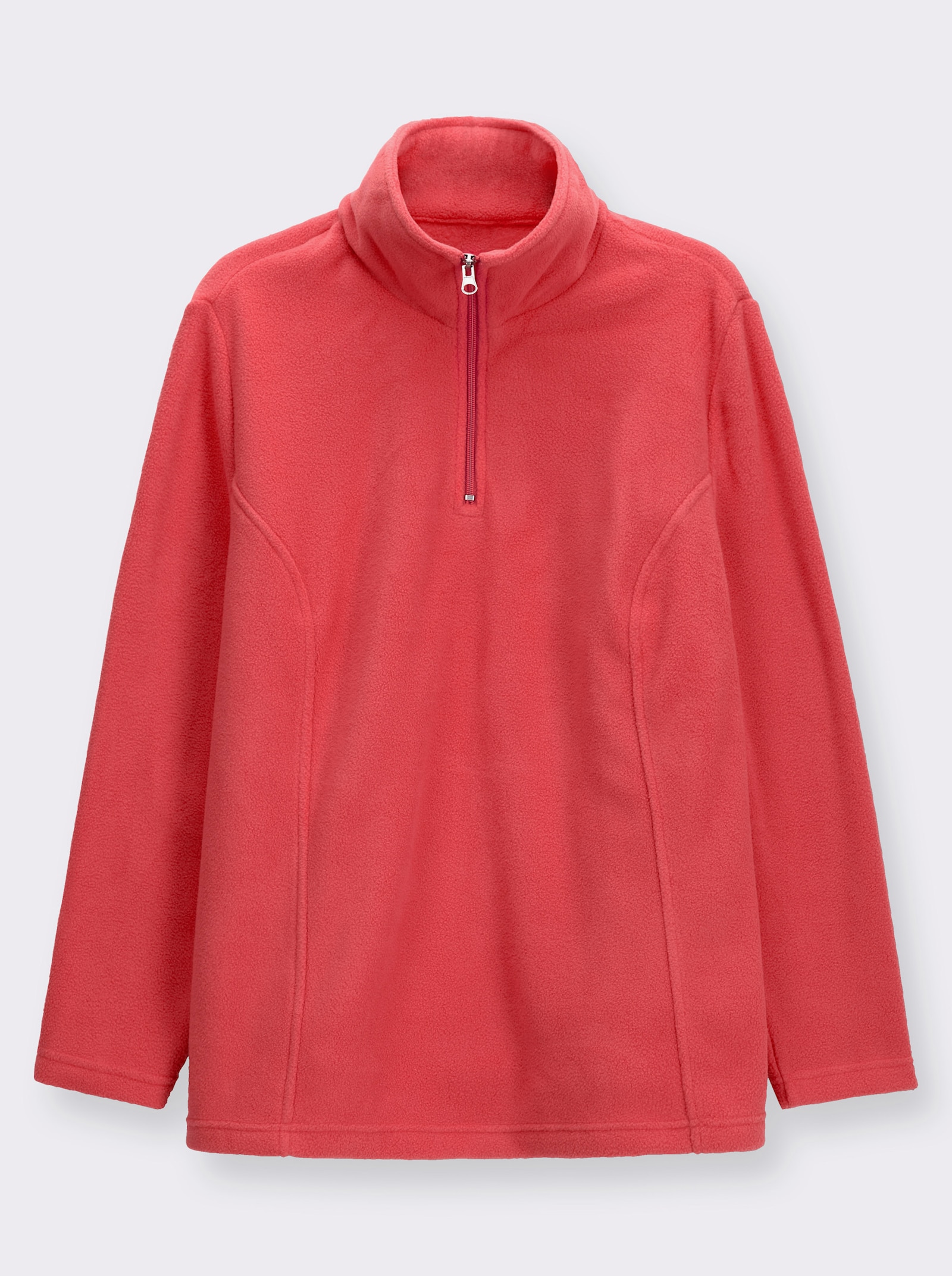 Fleeceshirt mit Troyerkragen - grapefruit