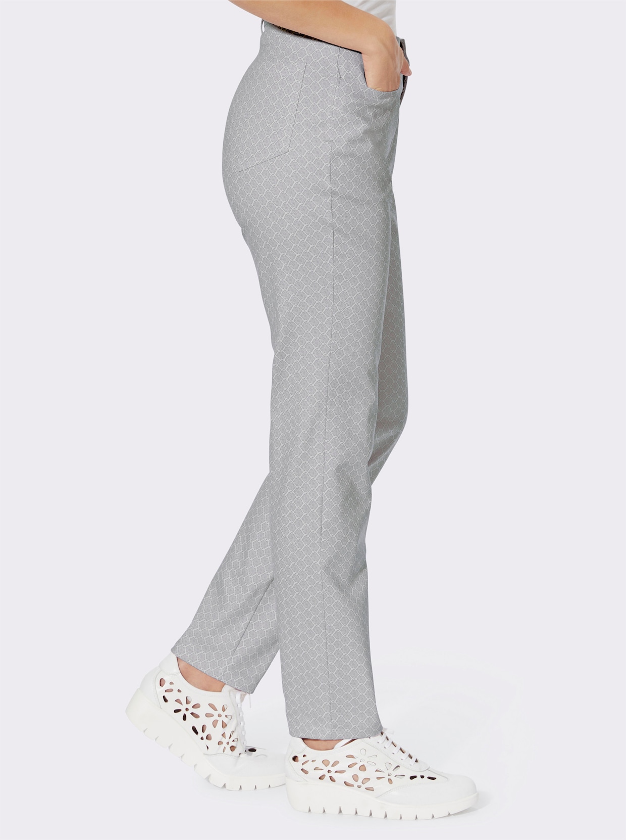 heine Pantalon skinny - gris pierre-écru imprimé