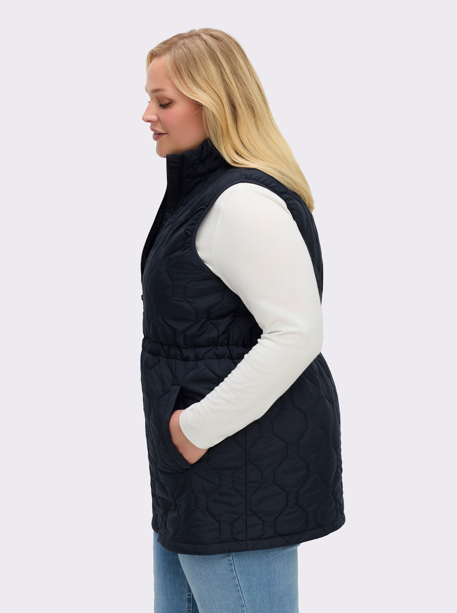 sheego Steppweste in langer Form - tiefblau