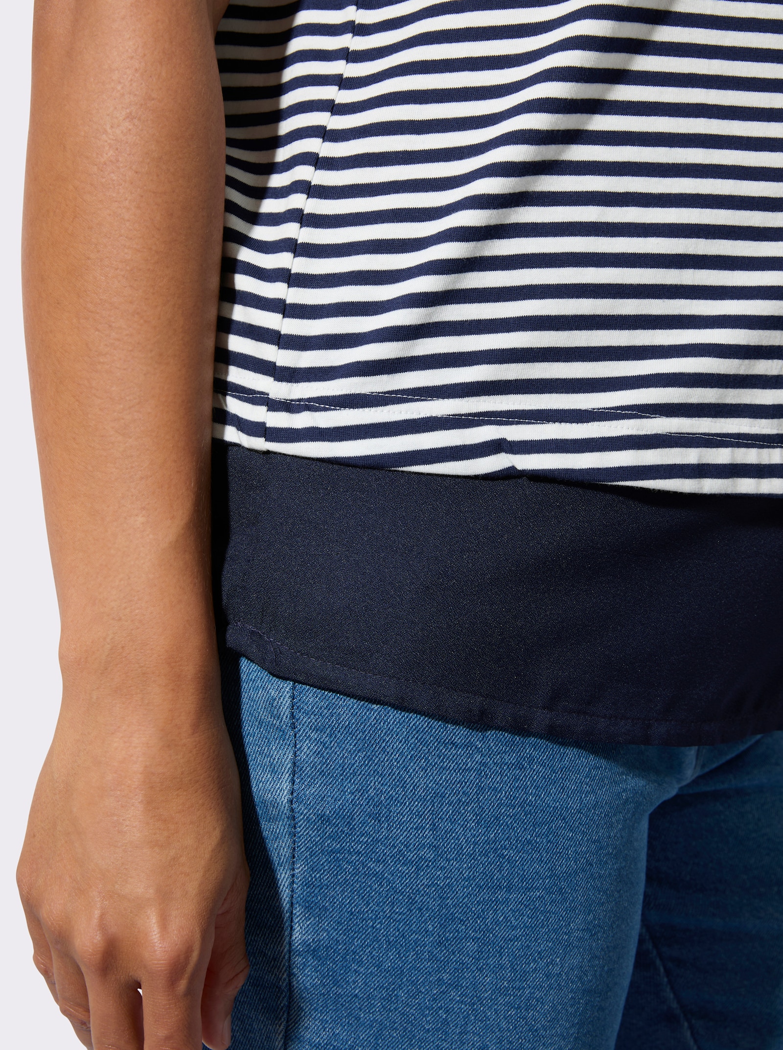 Ringelshirt im Lagen-Look - marine-ecru-geringelt