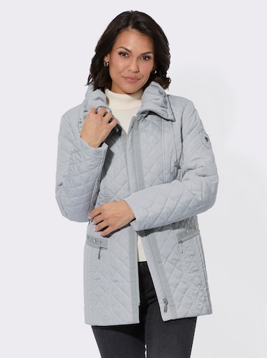 Steppjacke mit gerafftem Umlegekragen - hellgrau