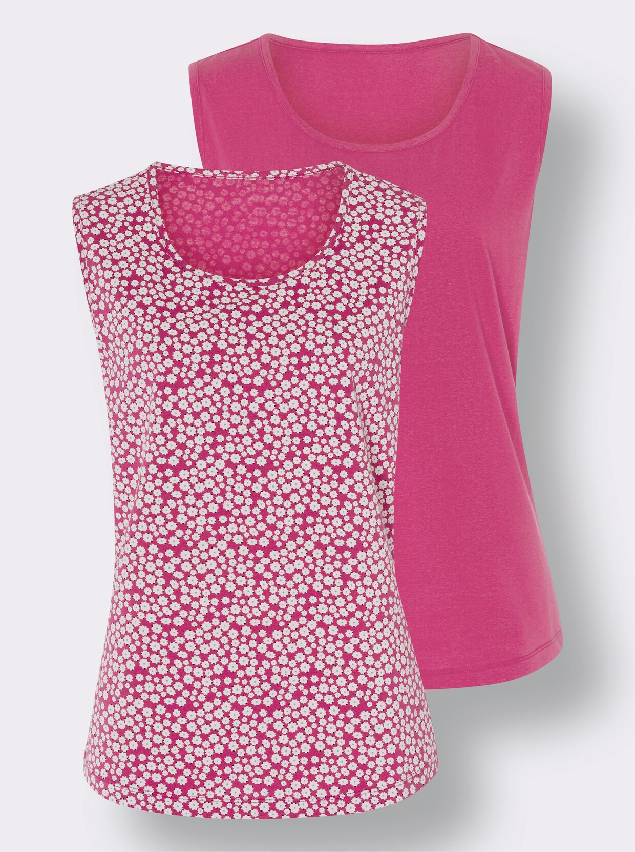 Shirttops - fuchsia + fuchsia-weiss-bedruckt