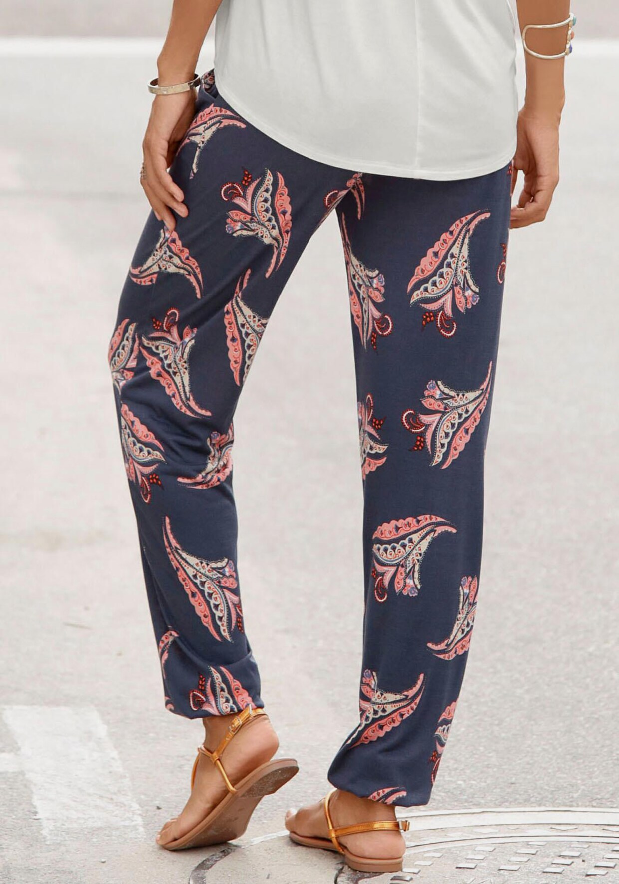 LASCANA Strandhose - marine-rosé-bedruckt
