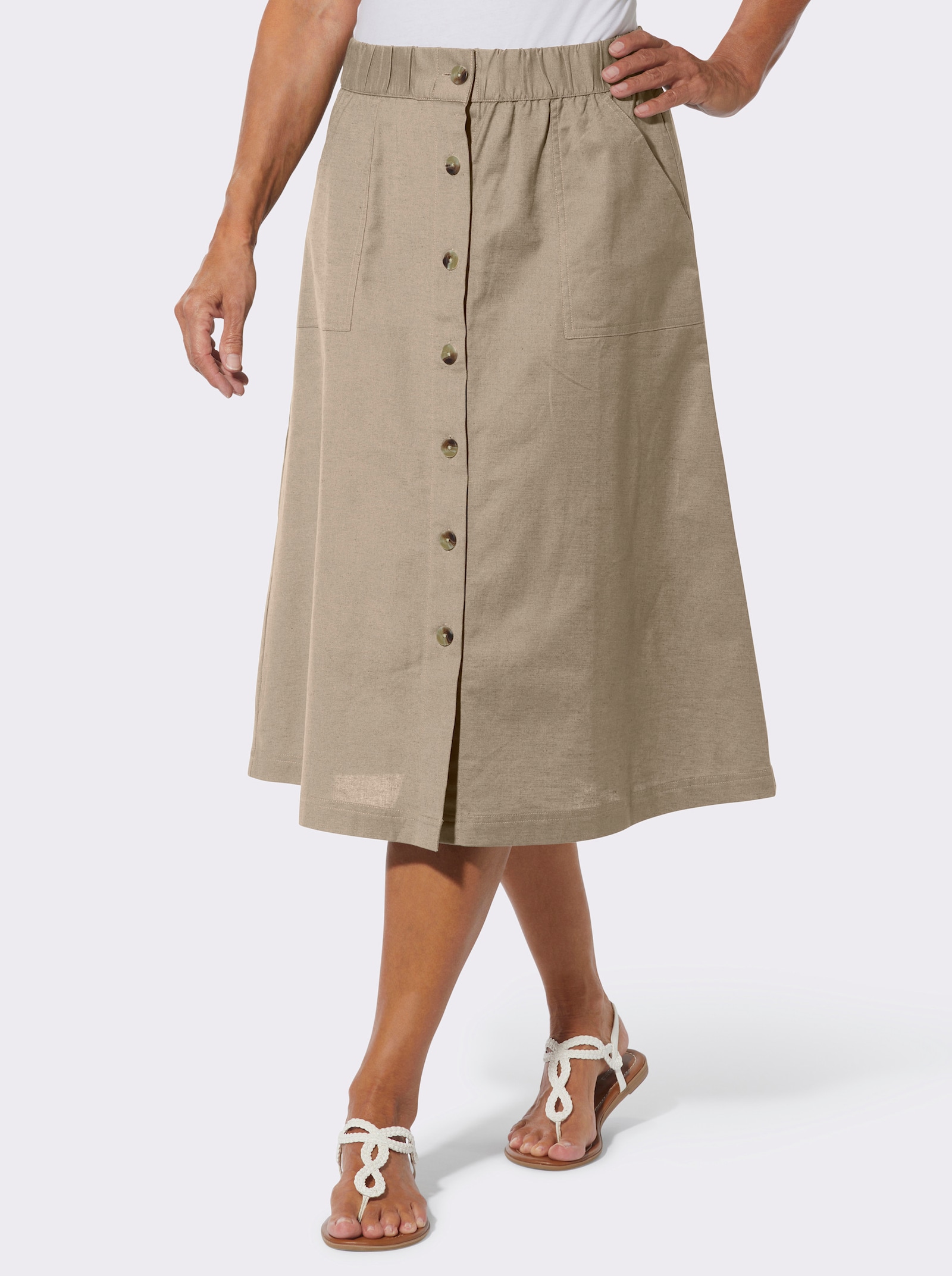 A-Linien-Rock mit Knopfleiste - beige
