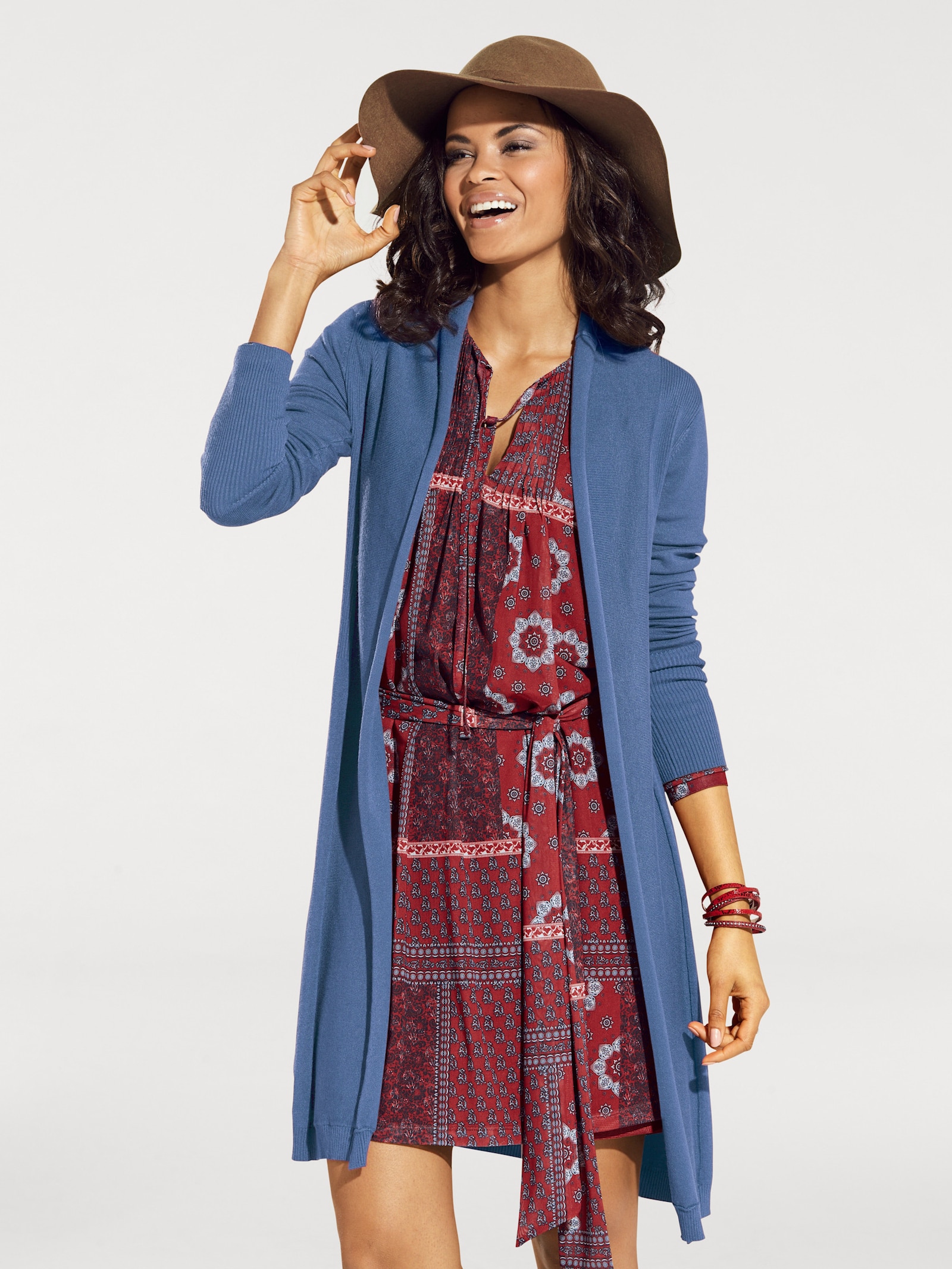 heine Longstrickjacke in geschmeidigem Feinstrick - jeansblau