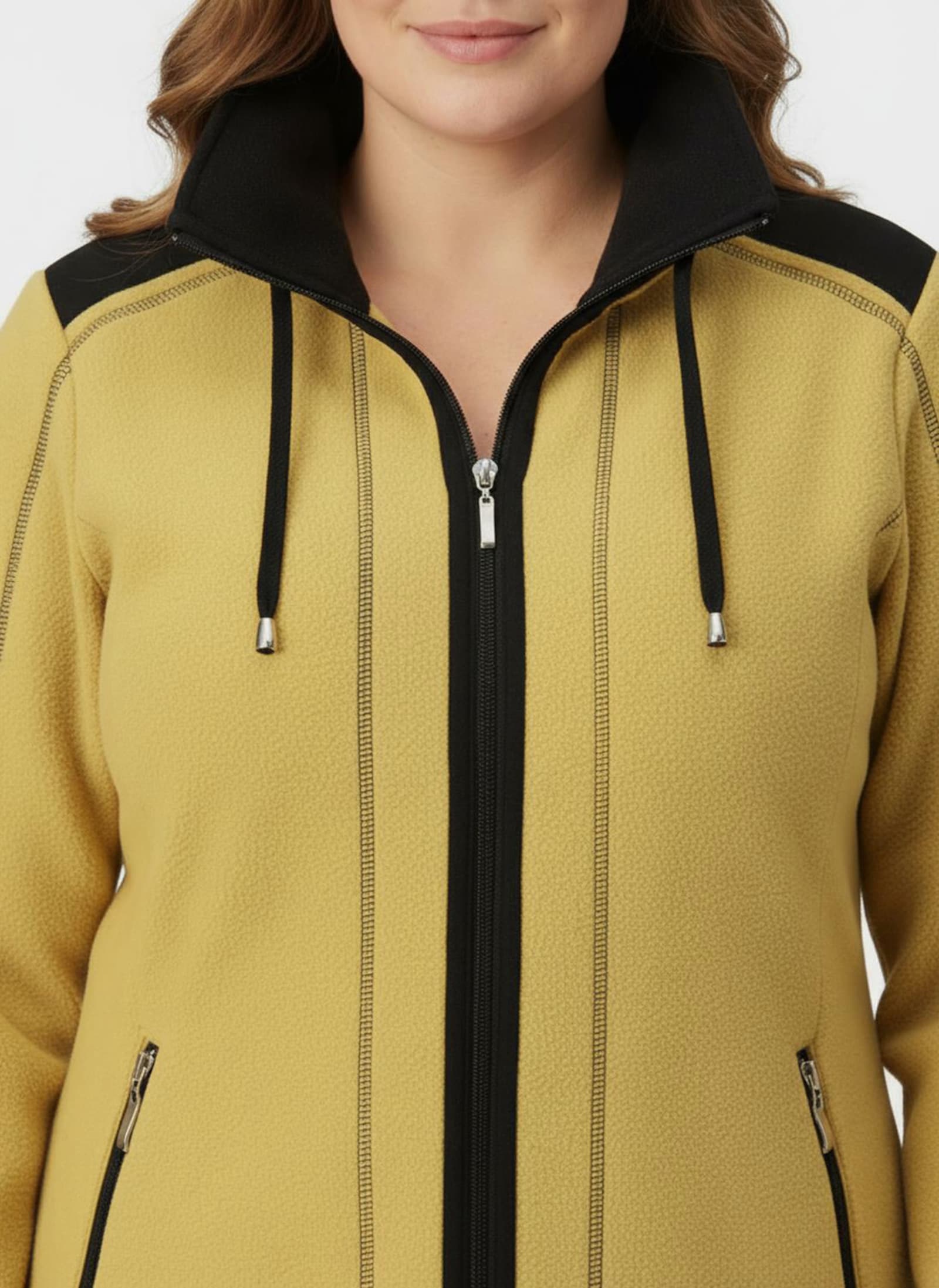 Fleecejacke mit Kontraststreifen - mais-schwarz