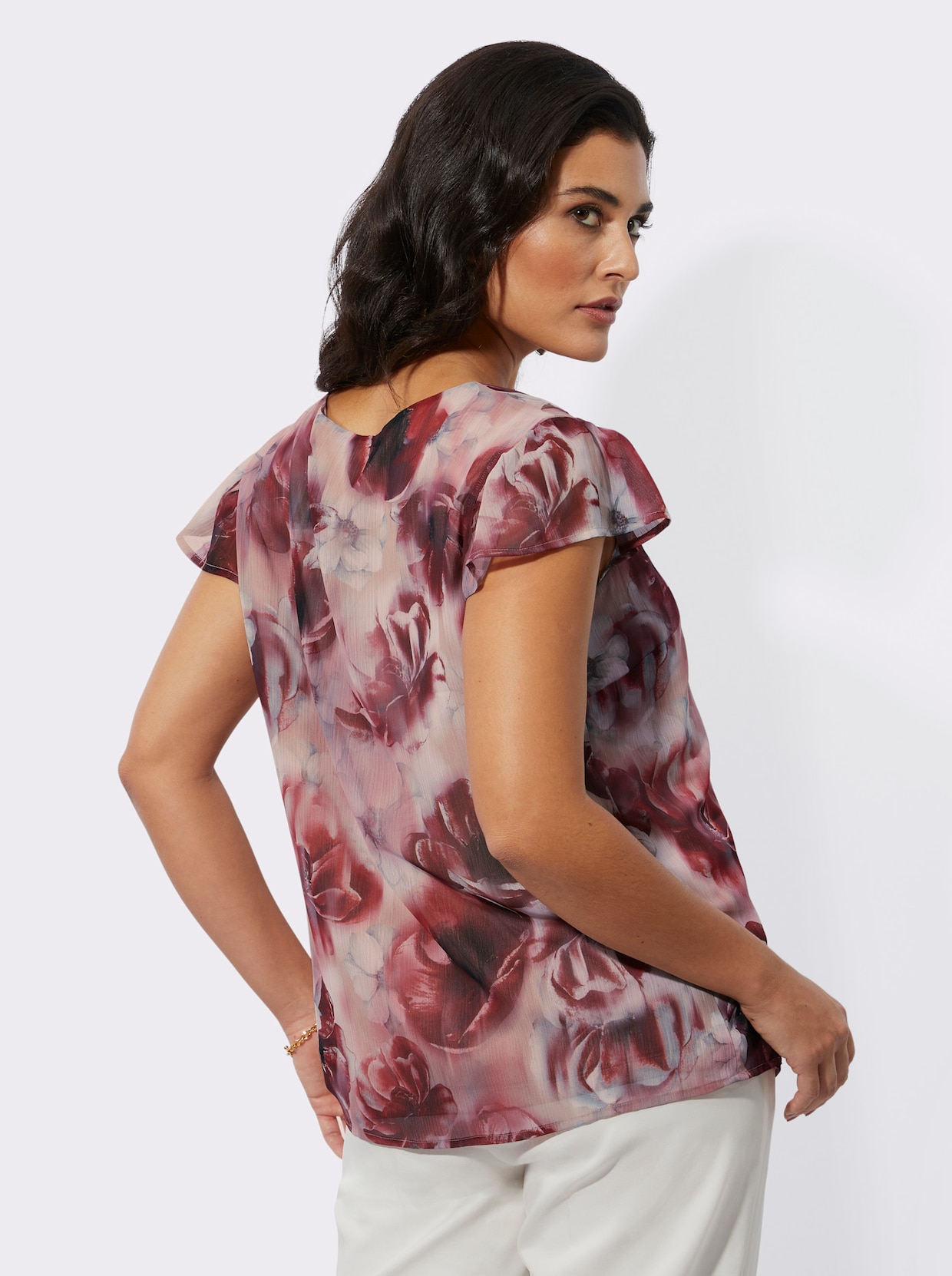 Blouse met print - poudre/donkerrood bedrukt