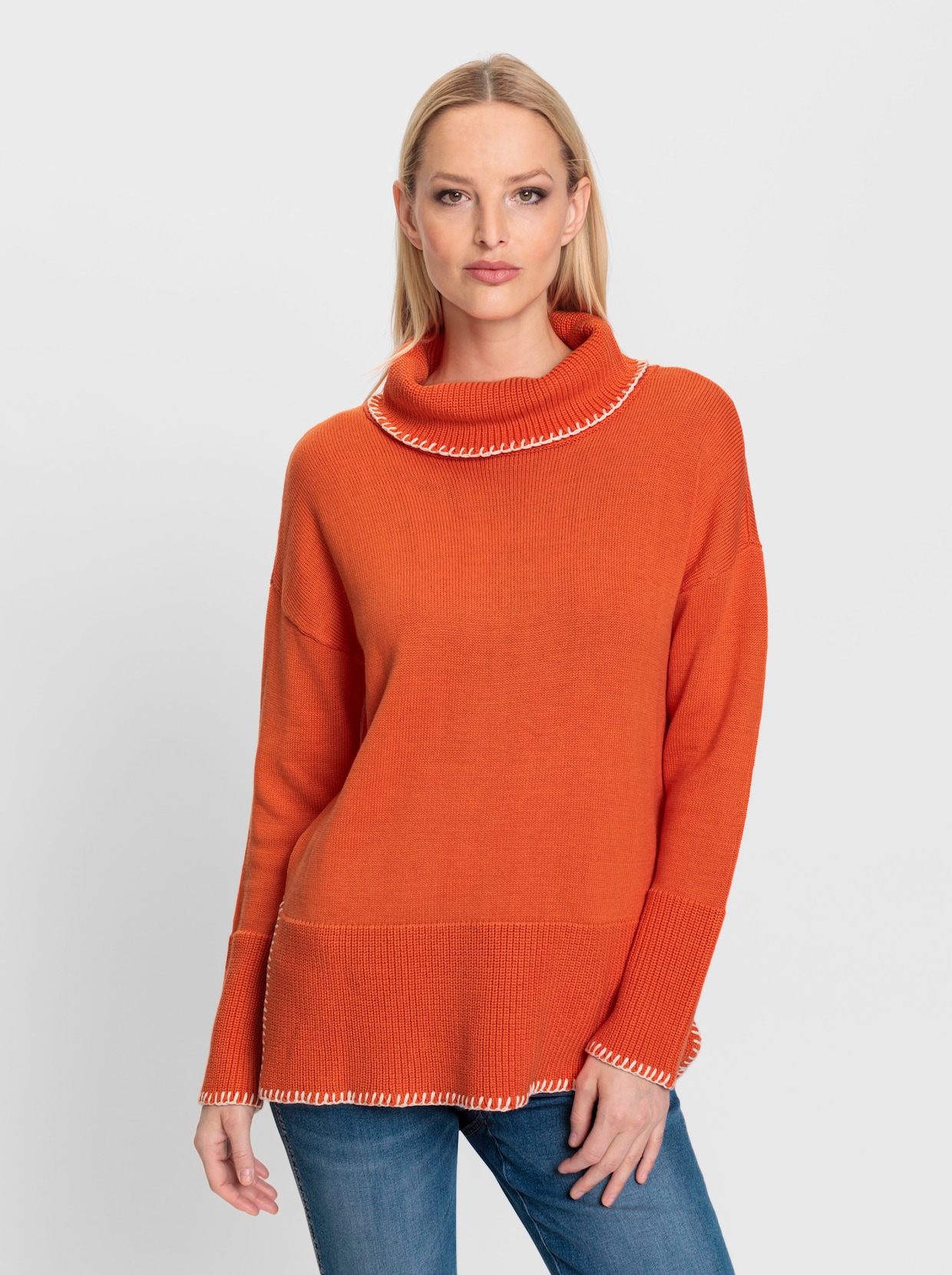 heine Fijn gebreide trui - oranje