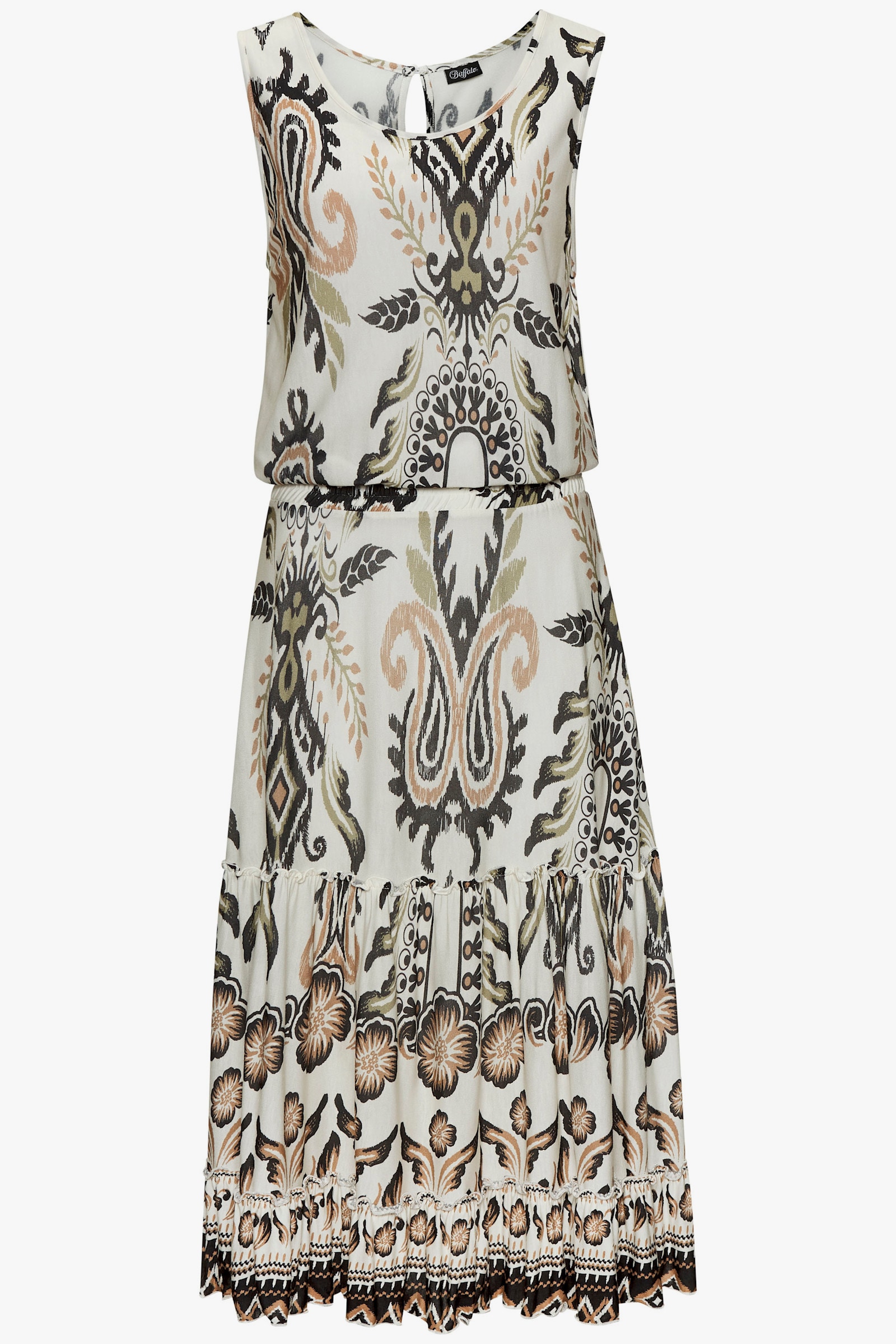 Buffalo Volantkleid - sand-khaki bedruckt