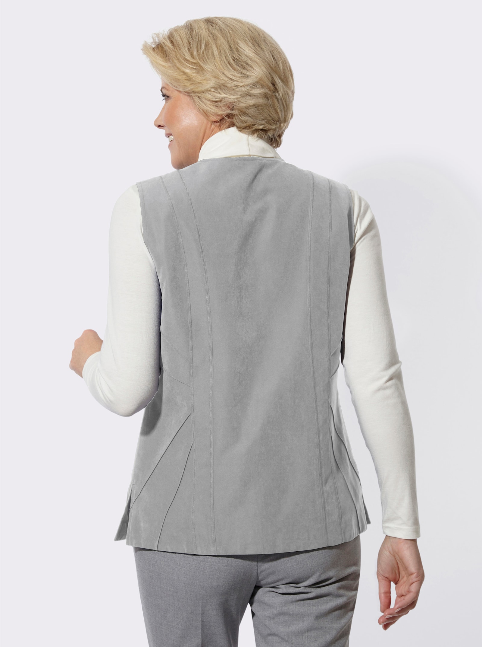 Weste in Micro-Moss-Qualität - steingrau