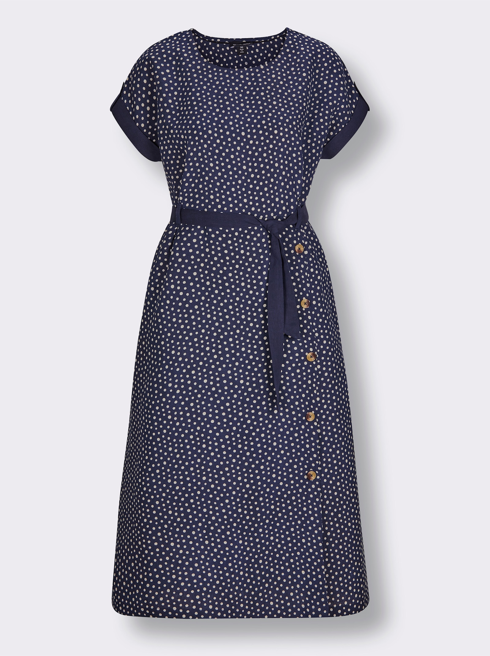 CREATION L PREMIUM Druckkleid aus reinem Leinen - marine-weiß-bedruckt