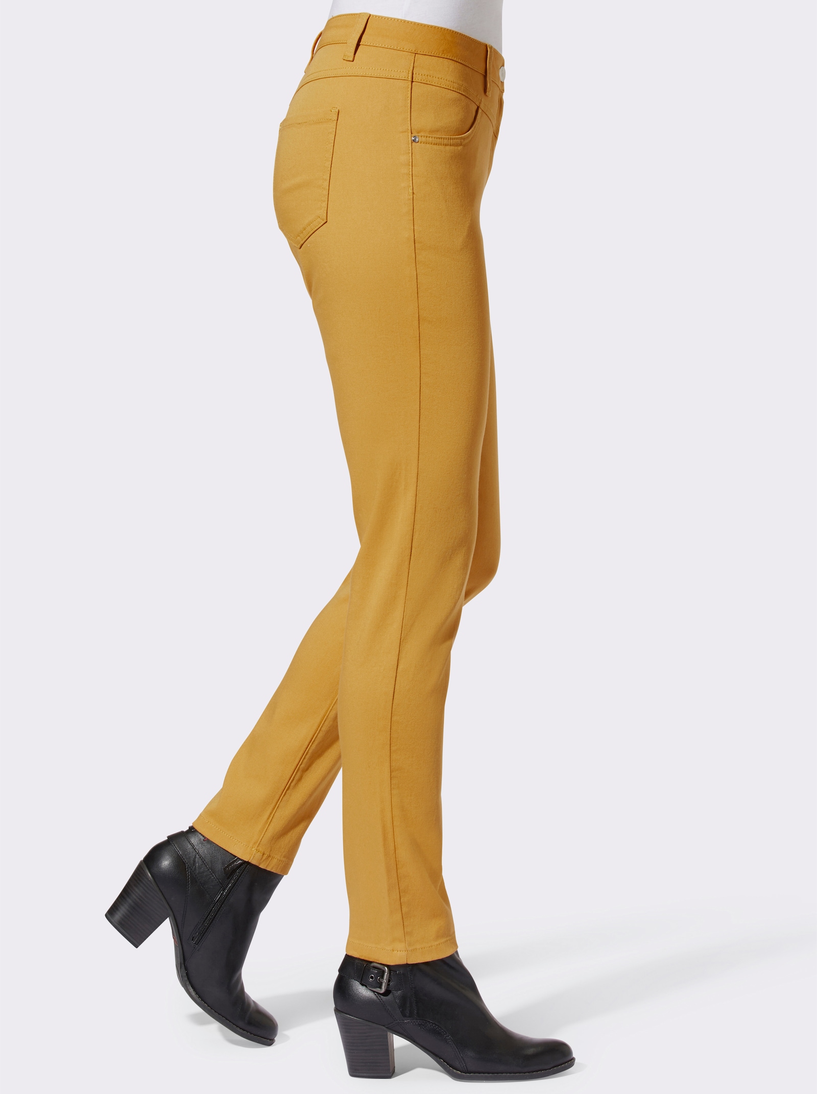 Stretch-Hose mit Passformsattel vorne und hinten - ocker