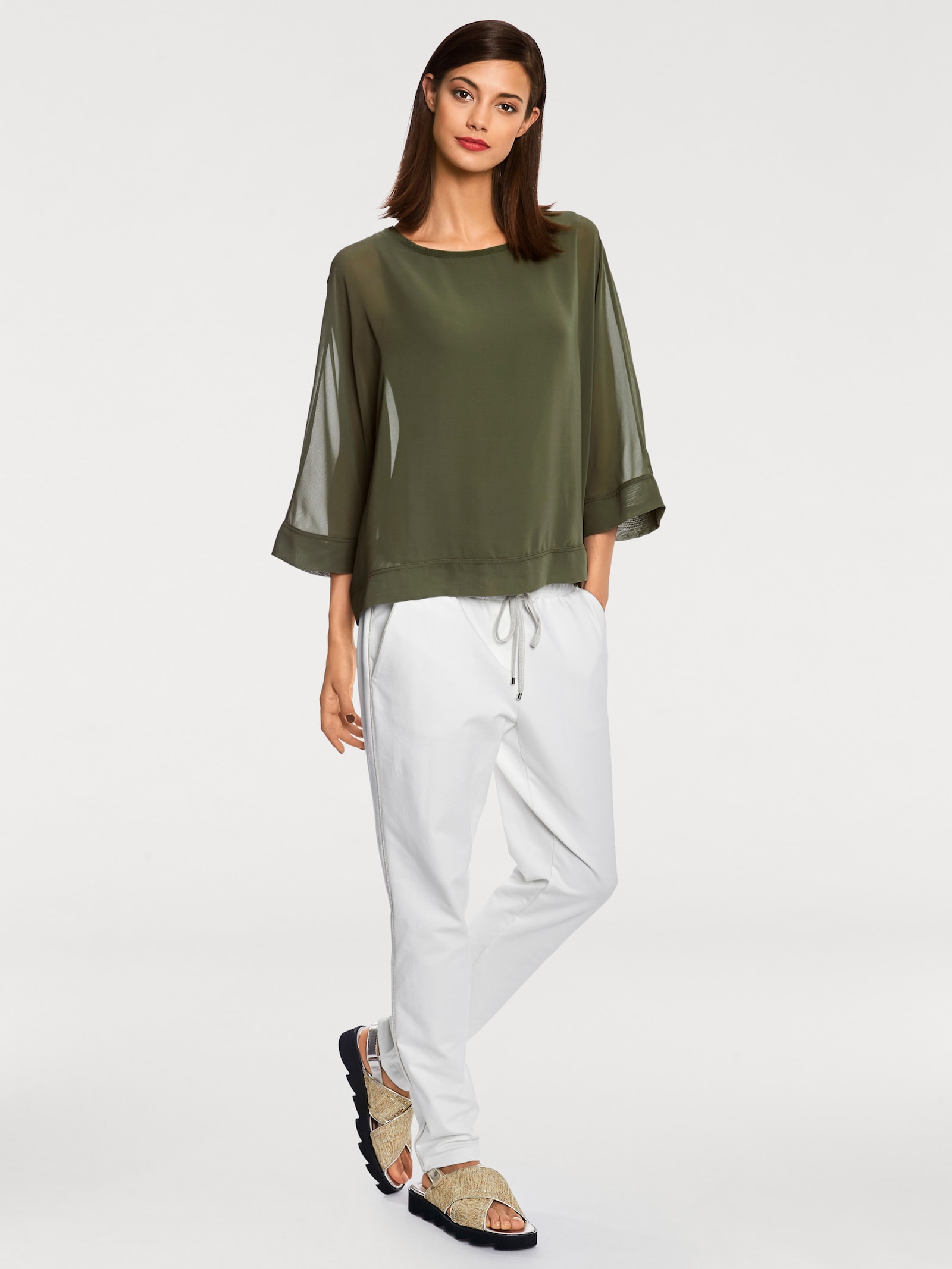 heine Blusenshirt mit Fledermausärmeln - oliv