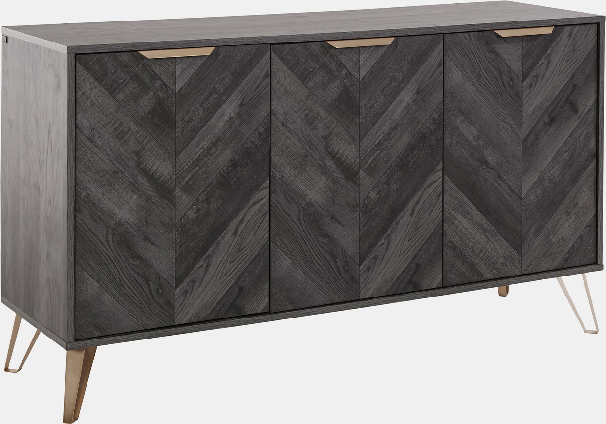 Leonique Sideboard - grau anthrazit /golden