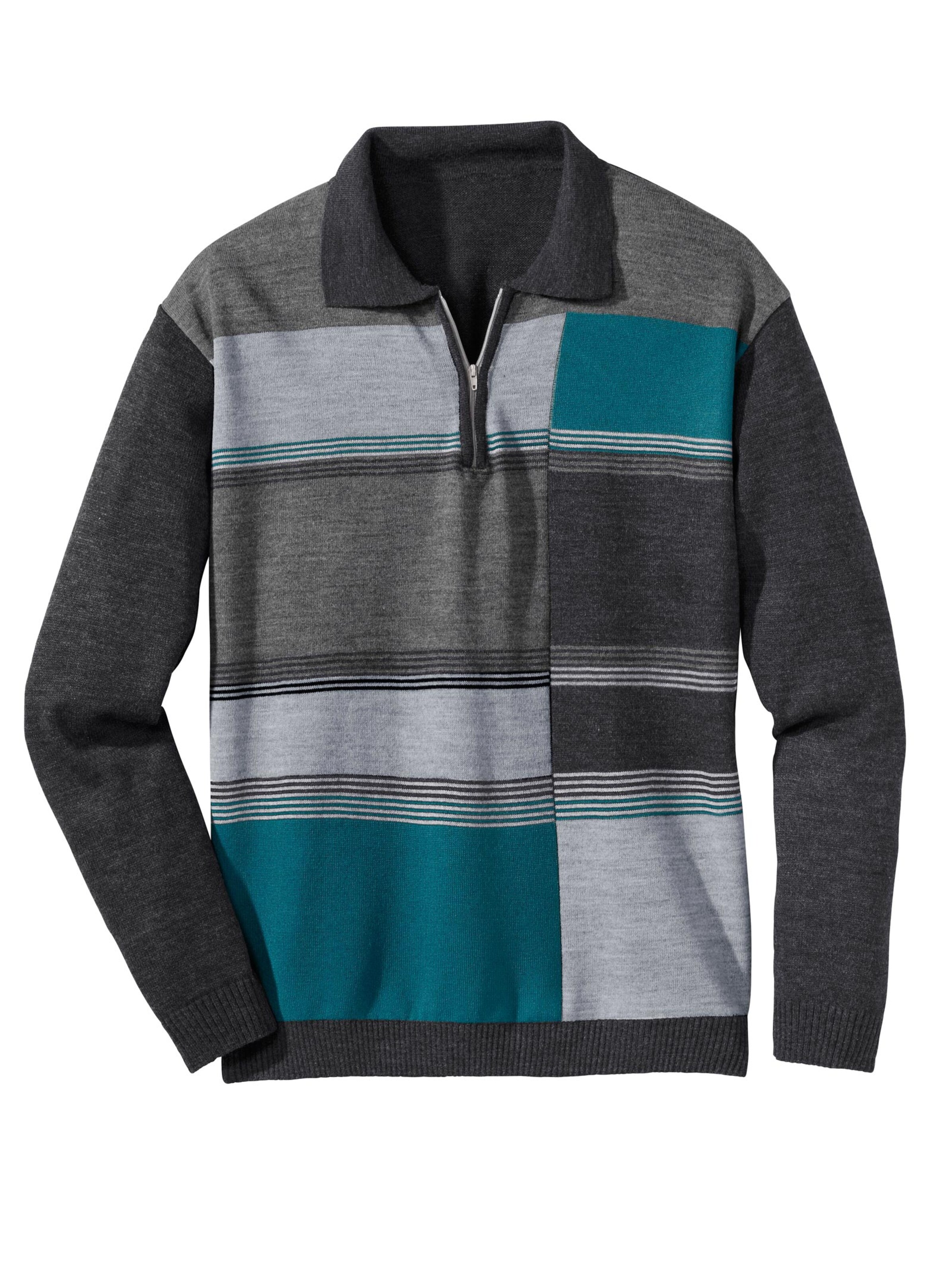 Pullover - anthrazit-petrol