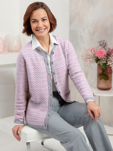 Strickjacke - hortensie-steingrau-gemustert