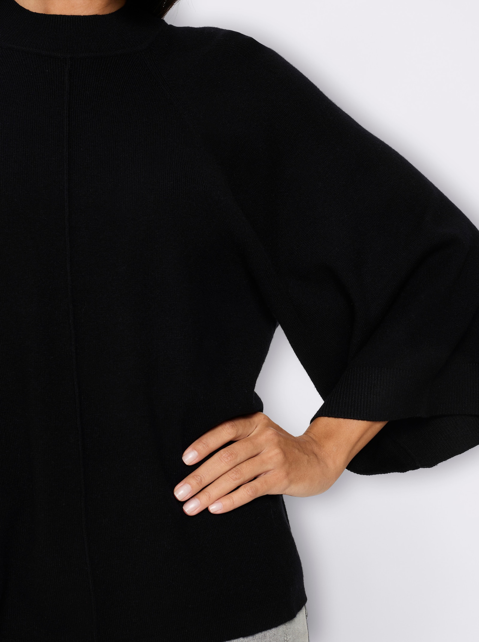 heine 3/4 Arm-Pullover mit Stehkragen - schwarz