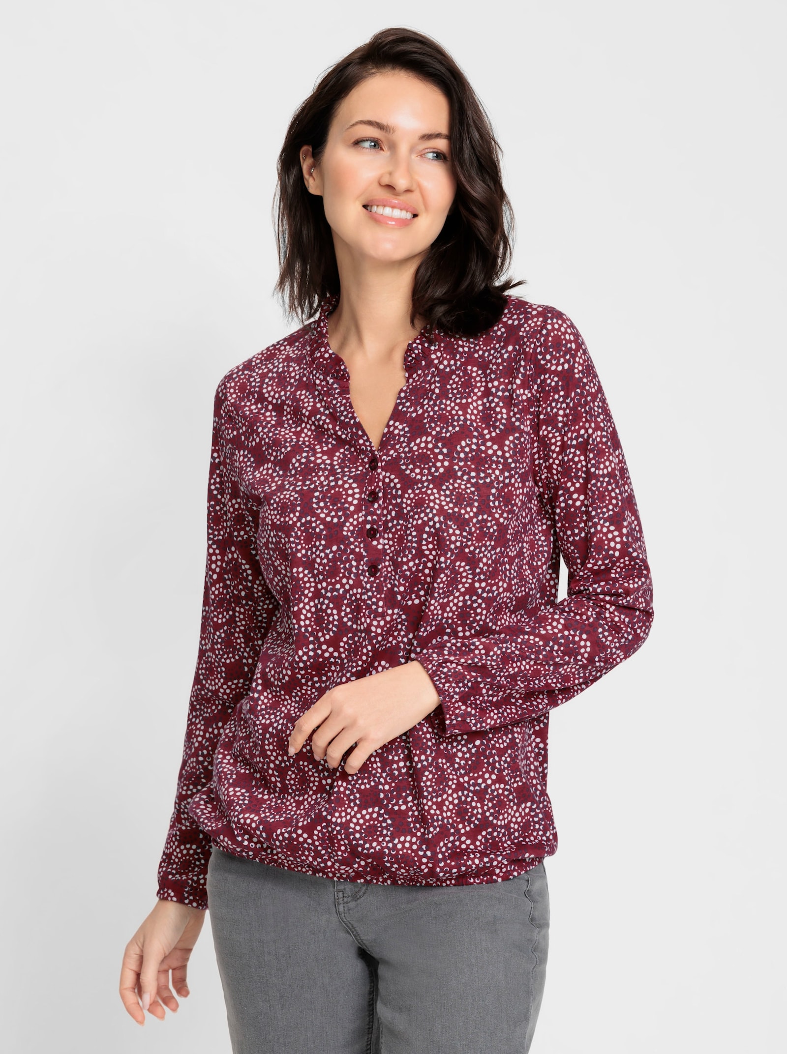 Print-Shirt mit elastischen Abschlüssen - kirsche-bedruckt