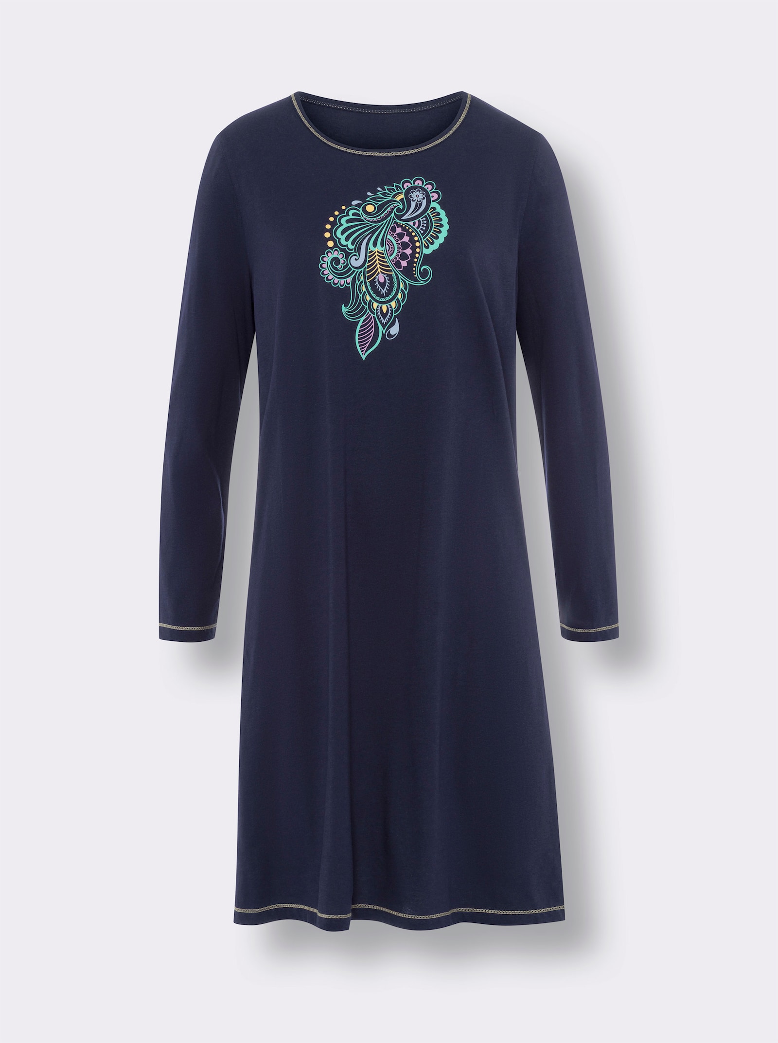 Nachthemd met contrastkleurige naden - marine