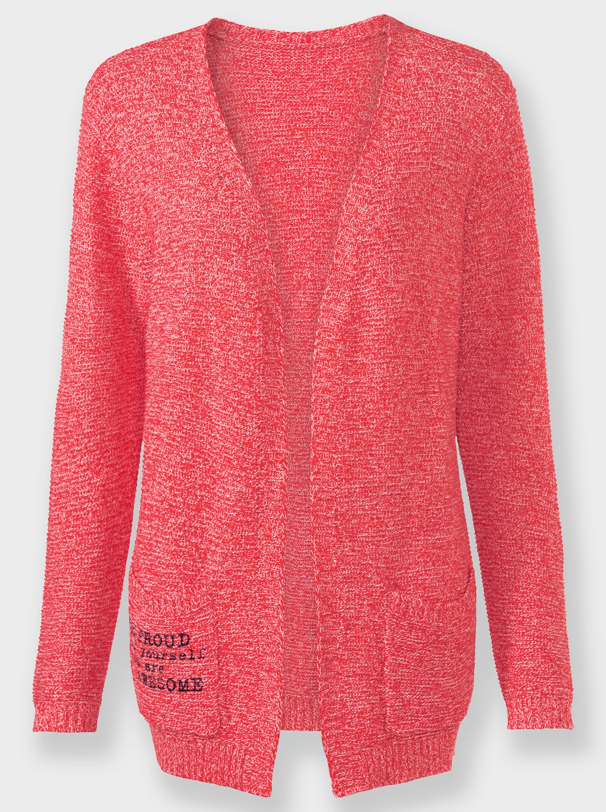 Strickjacke - grapefruit-weiß-meliert