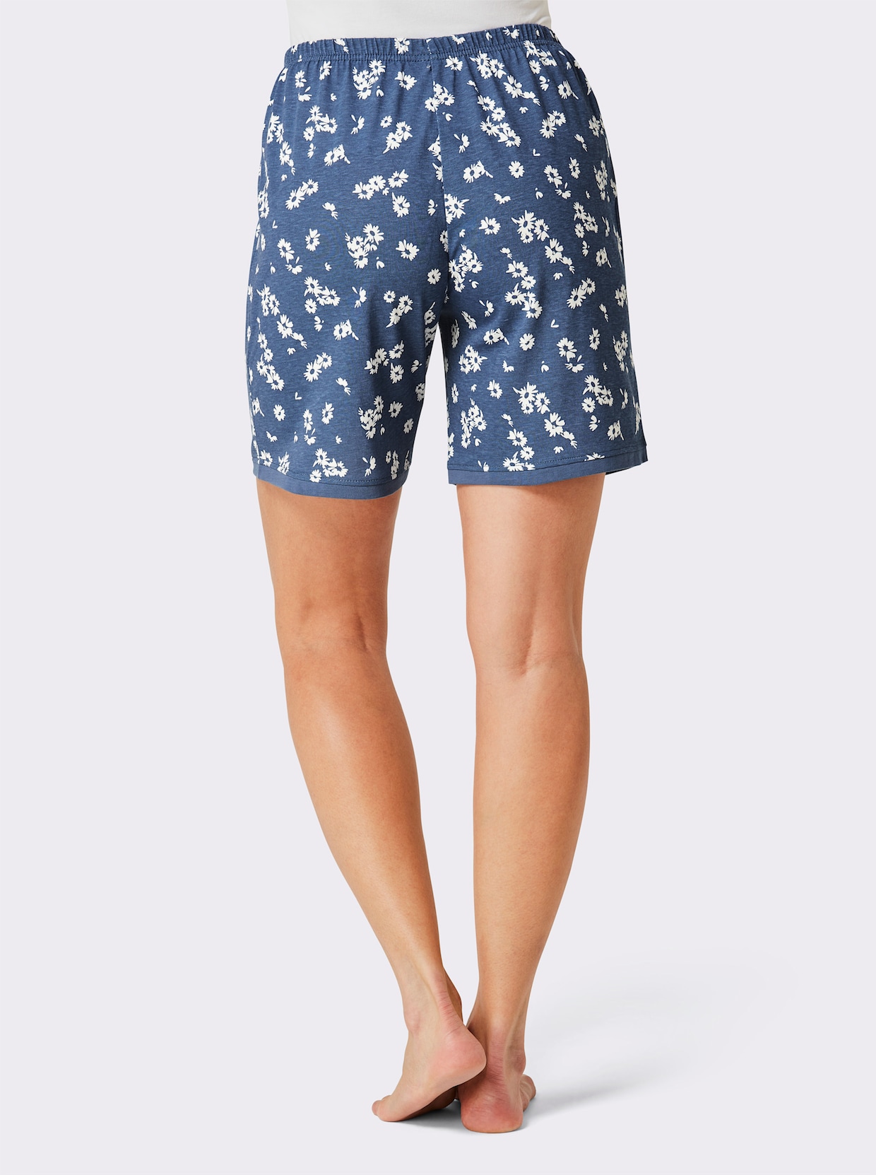 wäschepur Broek kort - jeansblauw/ecru bedrukt