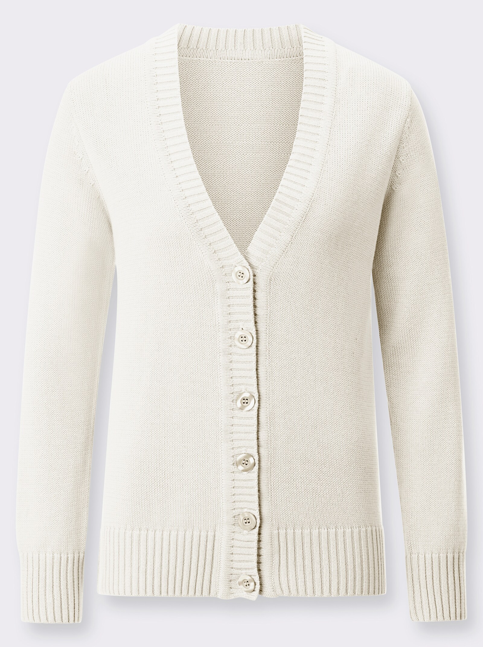 Strickjacke mit farblich abgestimmten Knöpfen - wollweiß