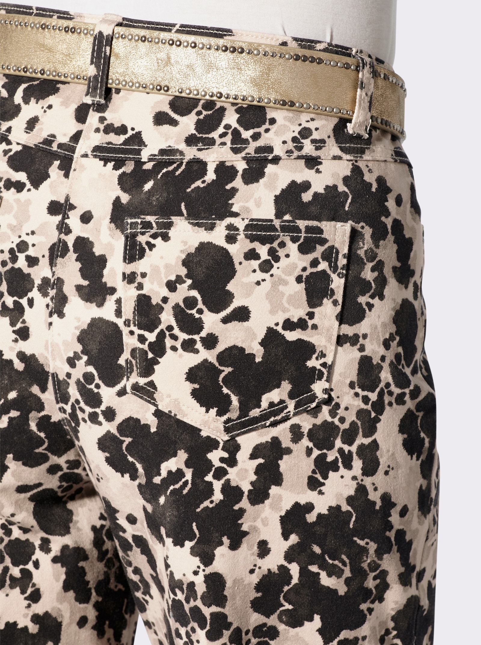 Bootcuthose im Allover-Druck - schwarz-elfenbein-bedruckt