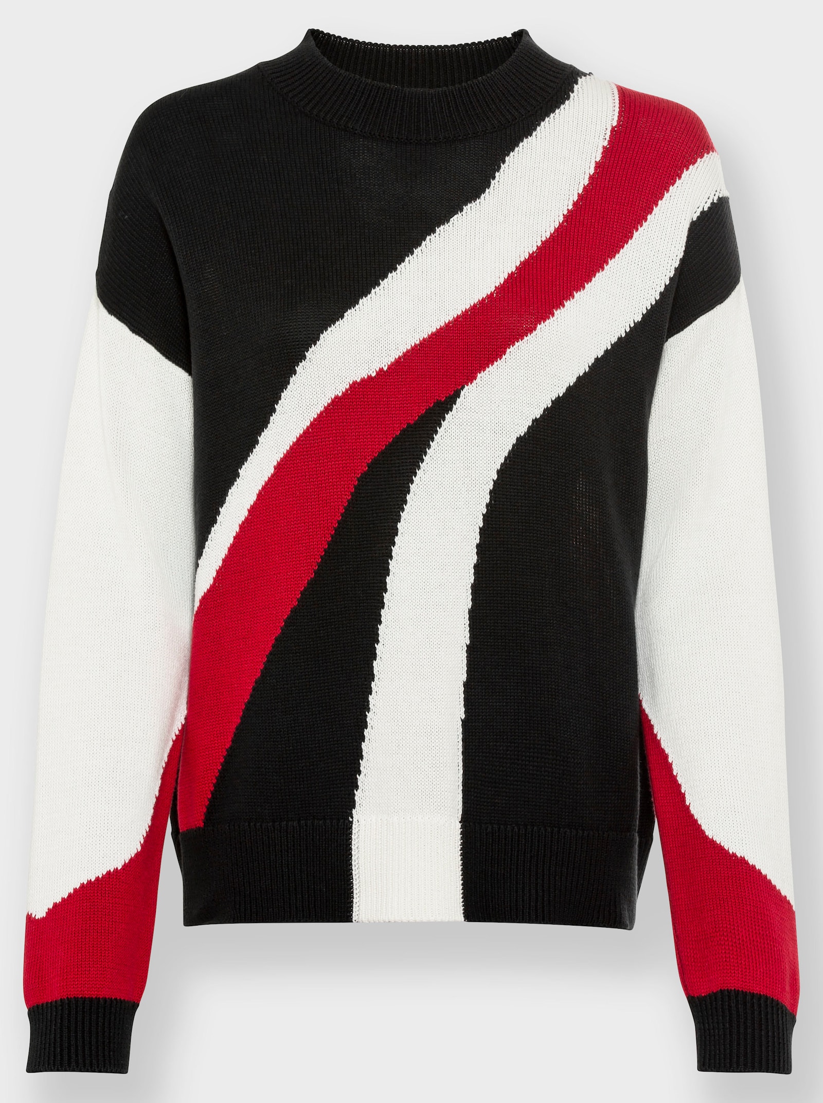 heine Pull à encolure ronde en tricot intarsia - rouge-noir à motifs