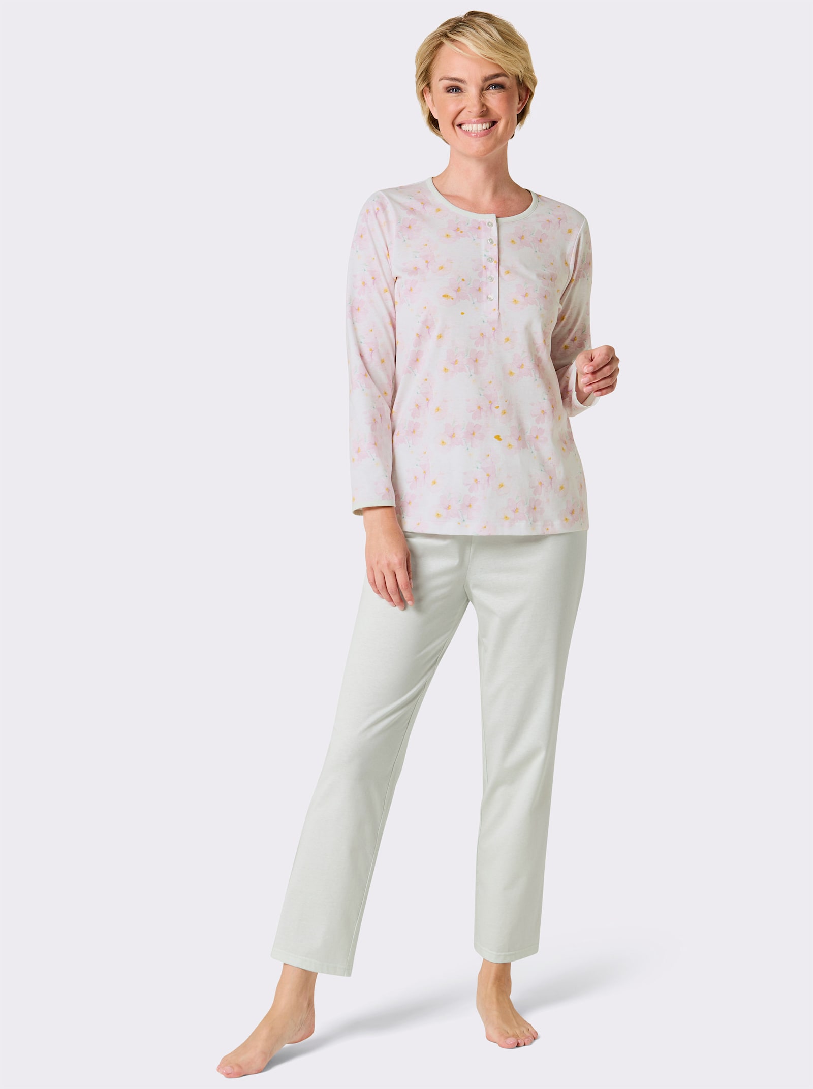 wäschepur Pyjama - wit/zacht mint bedrukt