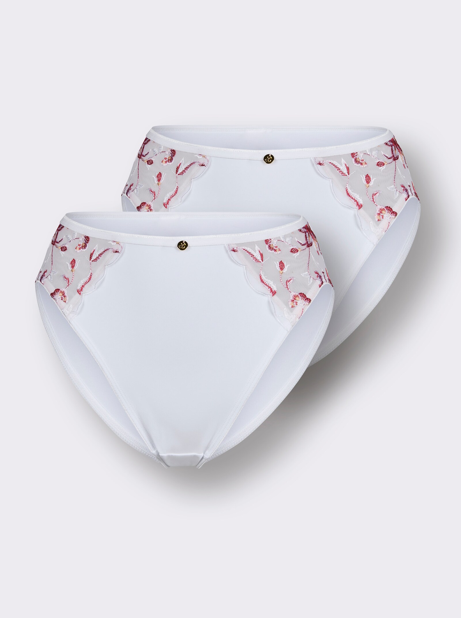 wäschepur Jazzpants mit transparentem Tülleinsatz - weiß-rot