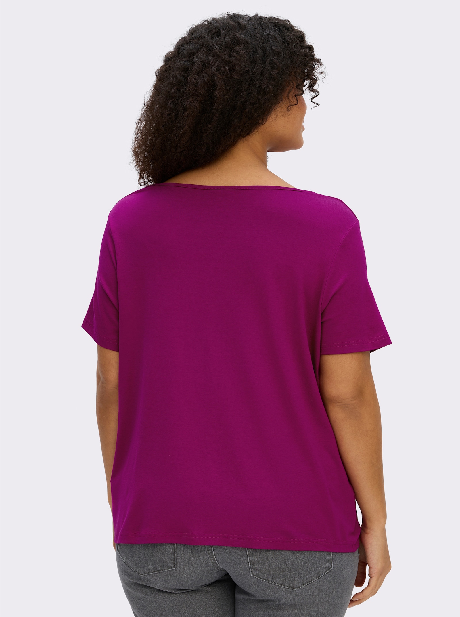 Wasserfallshirt mit kurzen Ärmeln - magenta